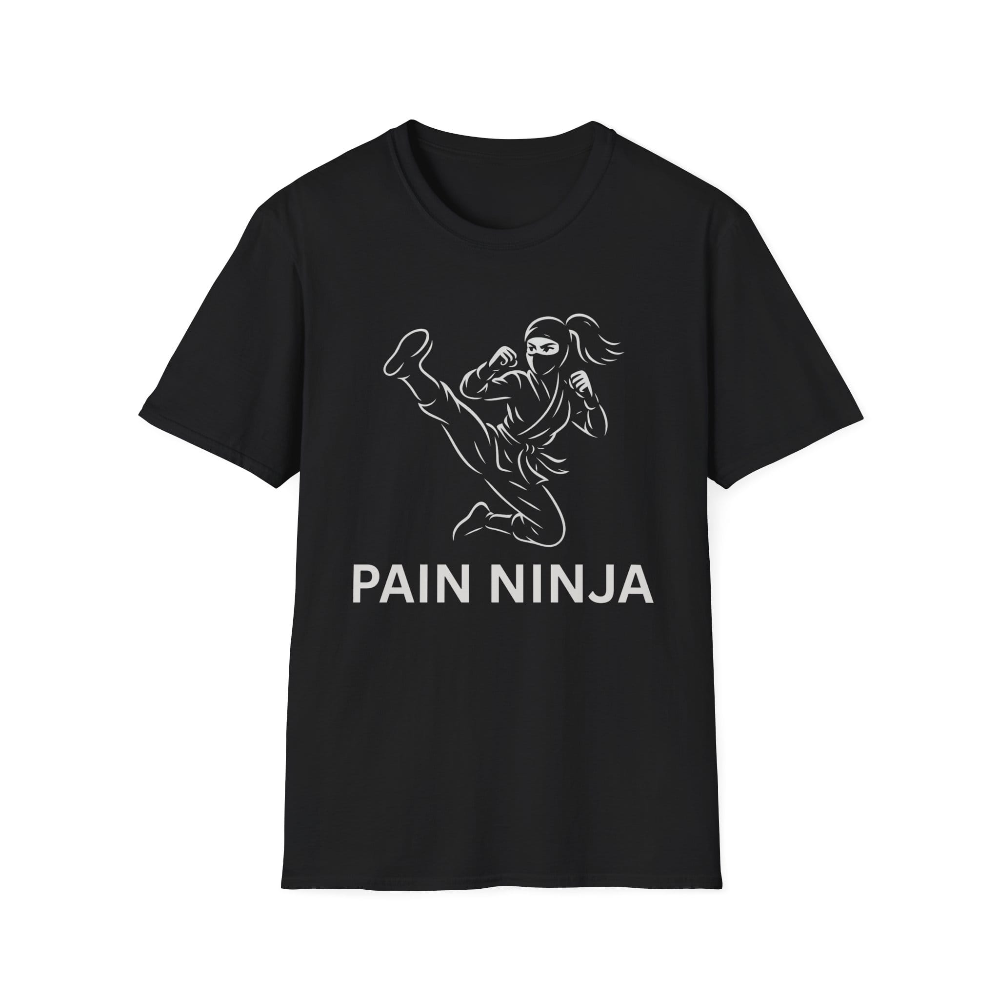 Black Short Sleeve Tee Pain Ninja Kick Woman