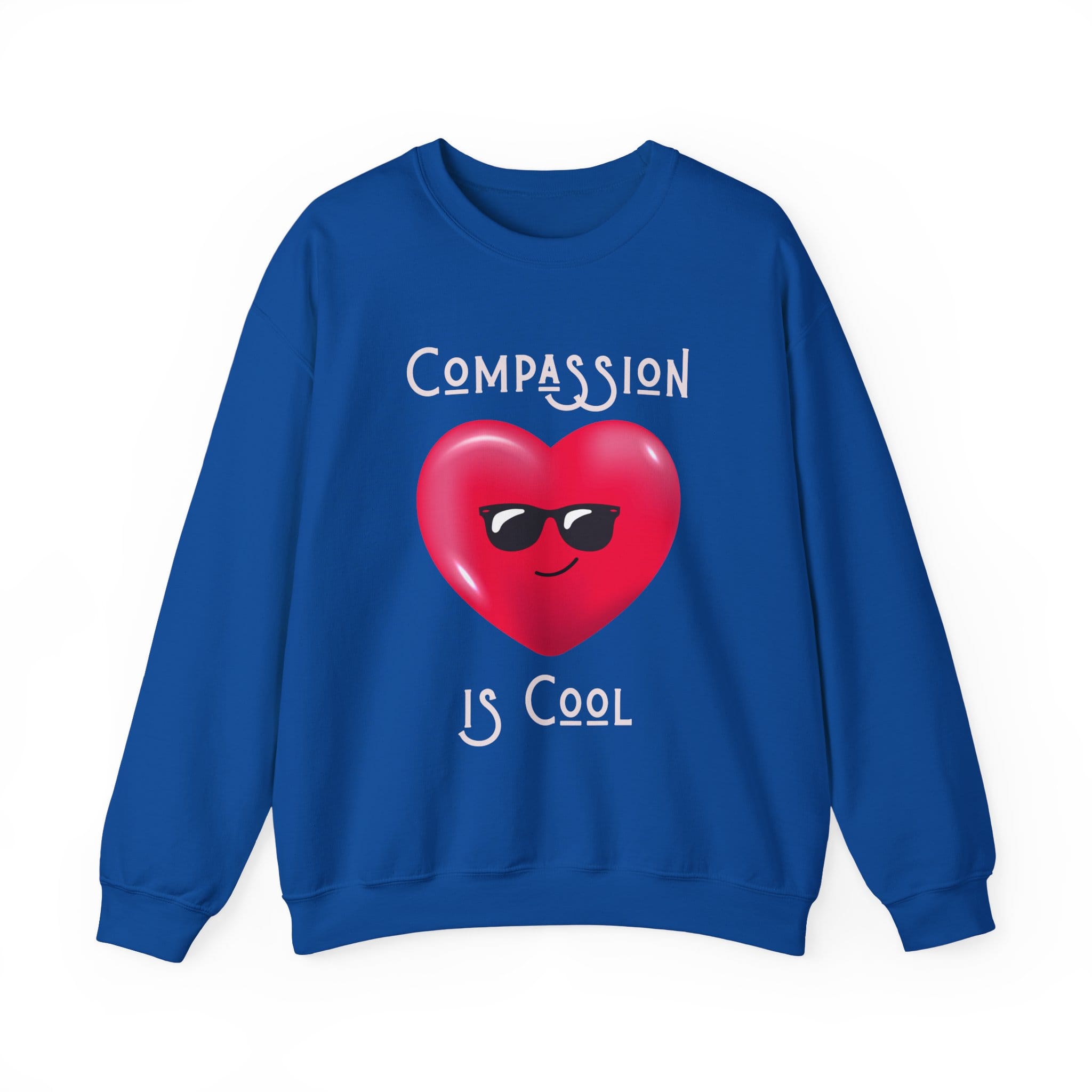 Royal Blue Sweatshirt Compassion is Cool Heart