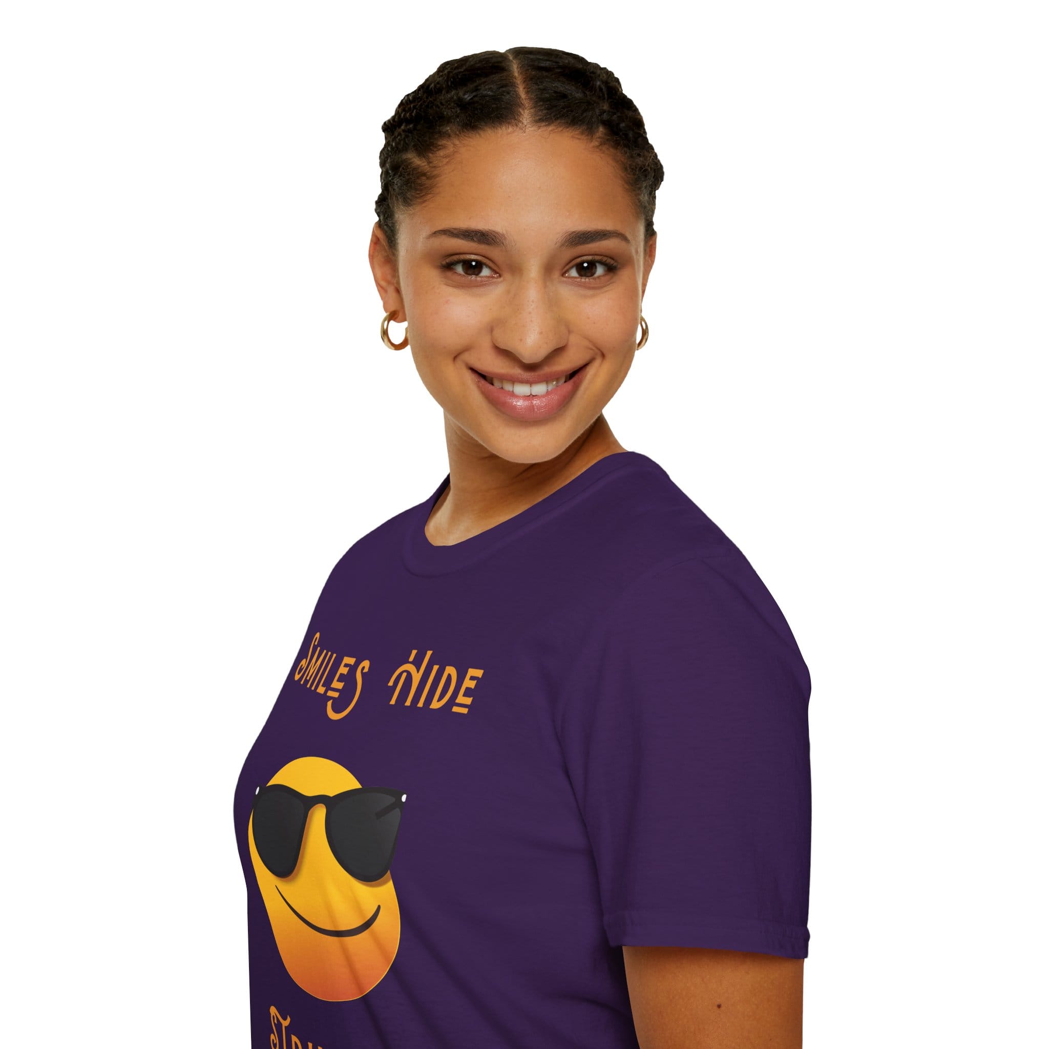 Purple Short Sleeve Tee Smiles Hide Struggles