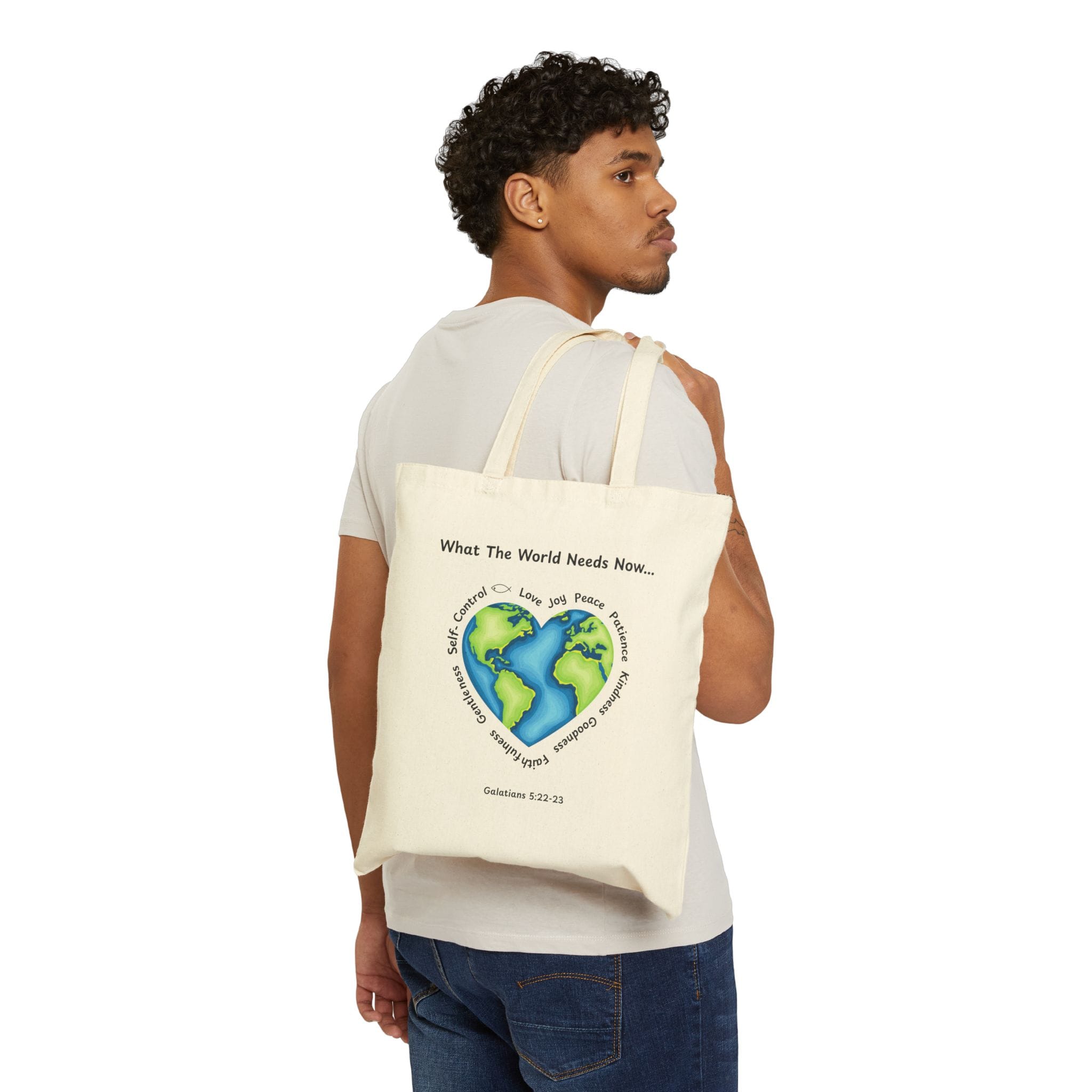 Natural Canvas Tote What the World Needs Earth Heart