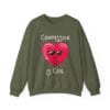 Military Green Sweatshirt Compassion is Cool Heart