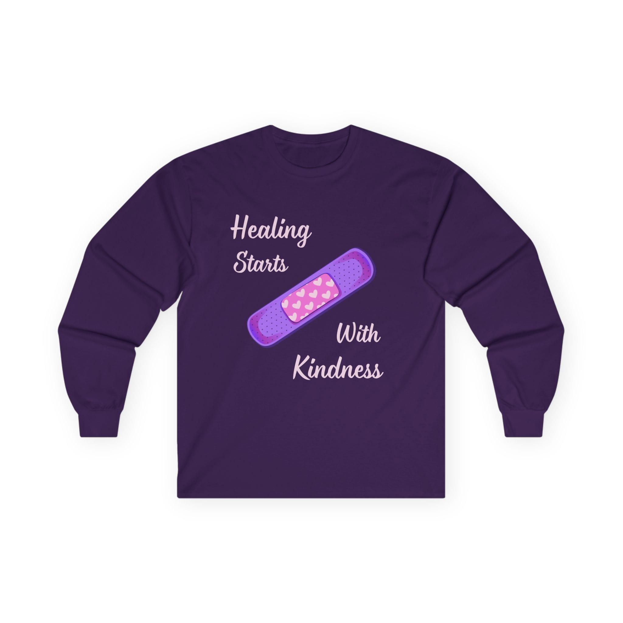 Purple Long Sleeve Tee Healing Kindness Bandaid