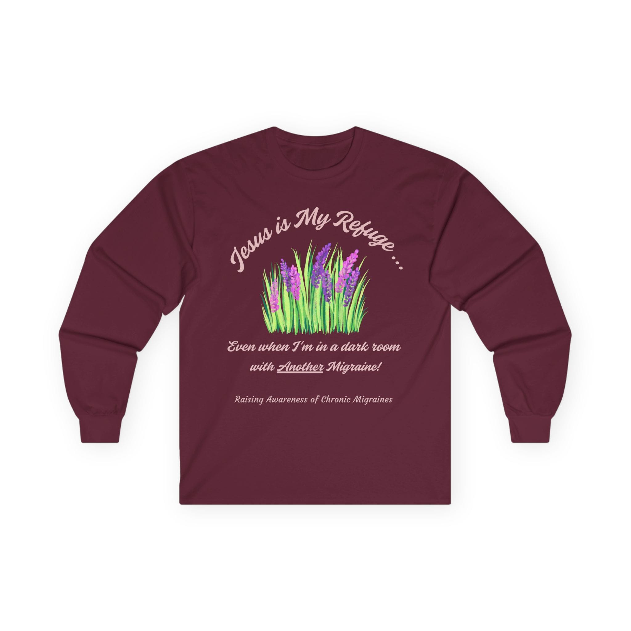 Maroon Jesus is My Refuge Long Sleeve Tee