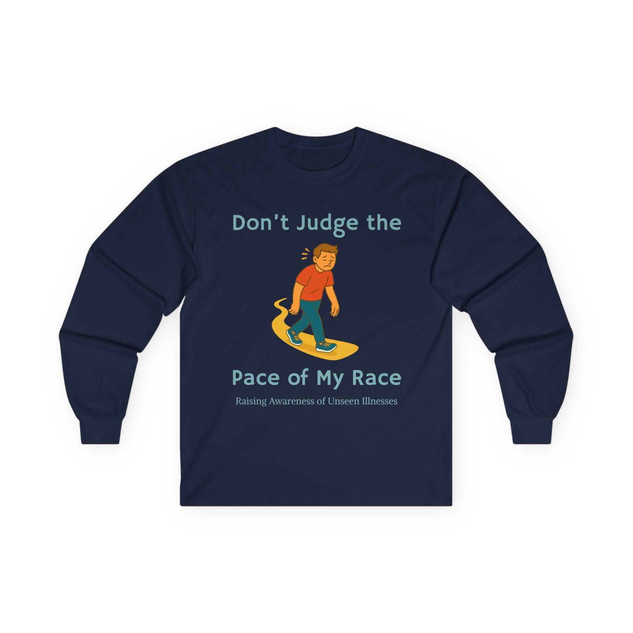 Navy Blue Long Sleeve Tee Pace of my Race Man