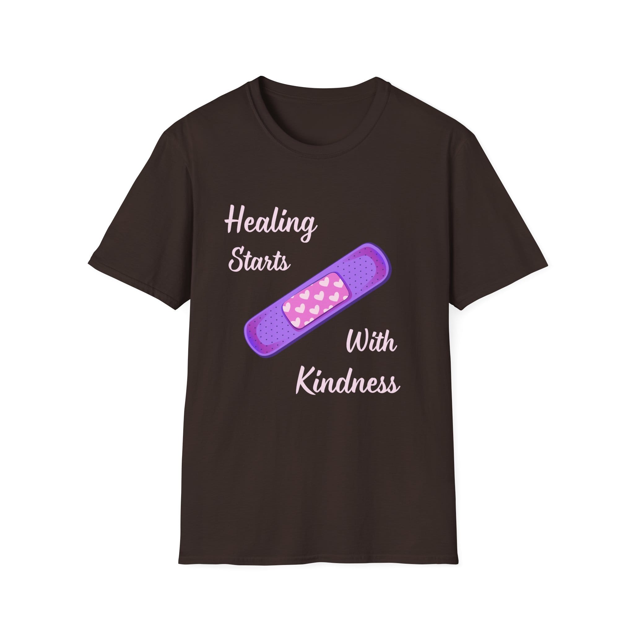 Dark Chocolate Short Sleeve Tee Healing Kindness Bandaid