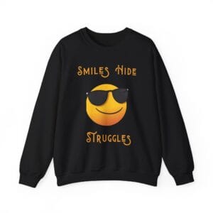Black Sweatshirt Smiles Hide Struggles