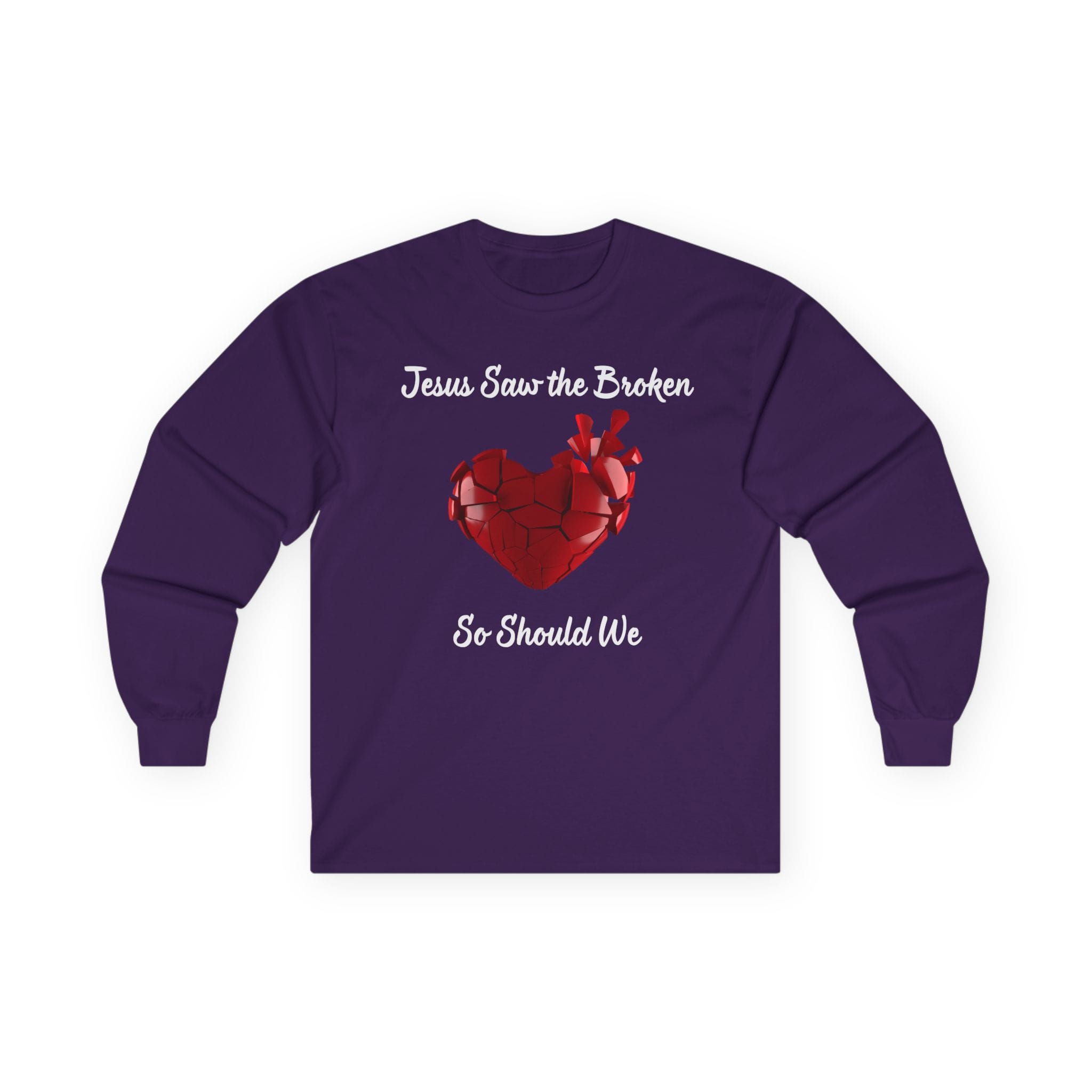 3766819935952191557_2048.jpeg Purple Long Sleeve Tee Jesus Saw the Broken Hearted