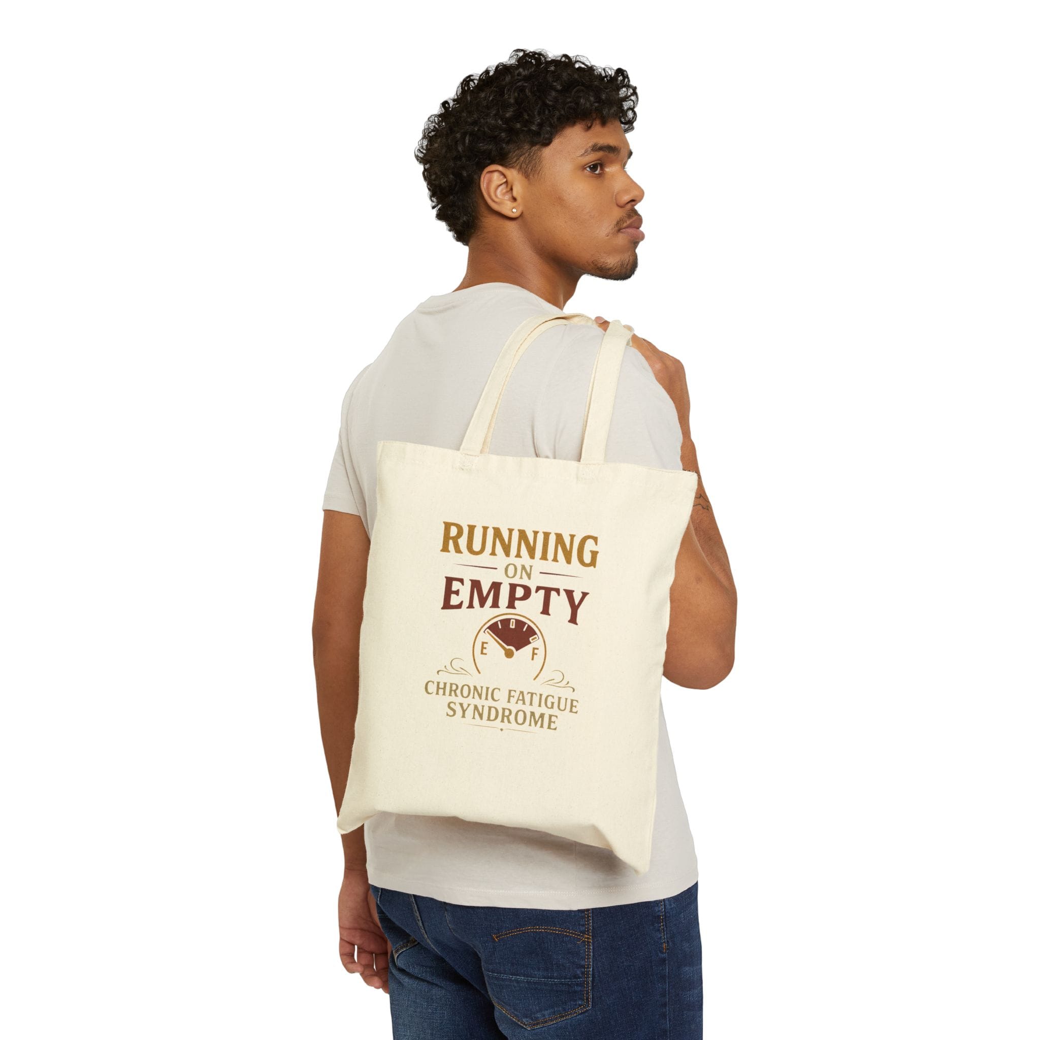 Natural Canvas Tote Running on Empty Gauge