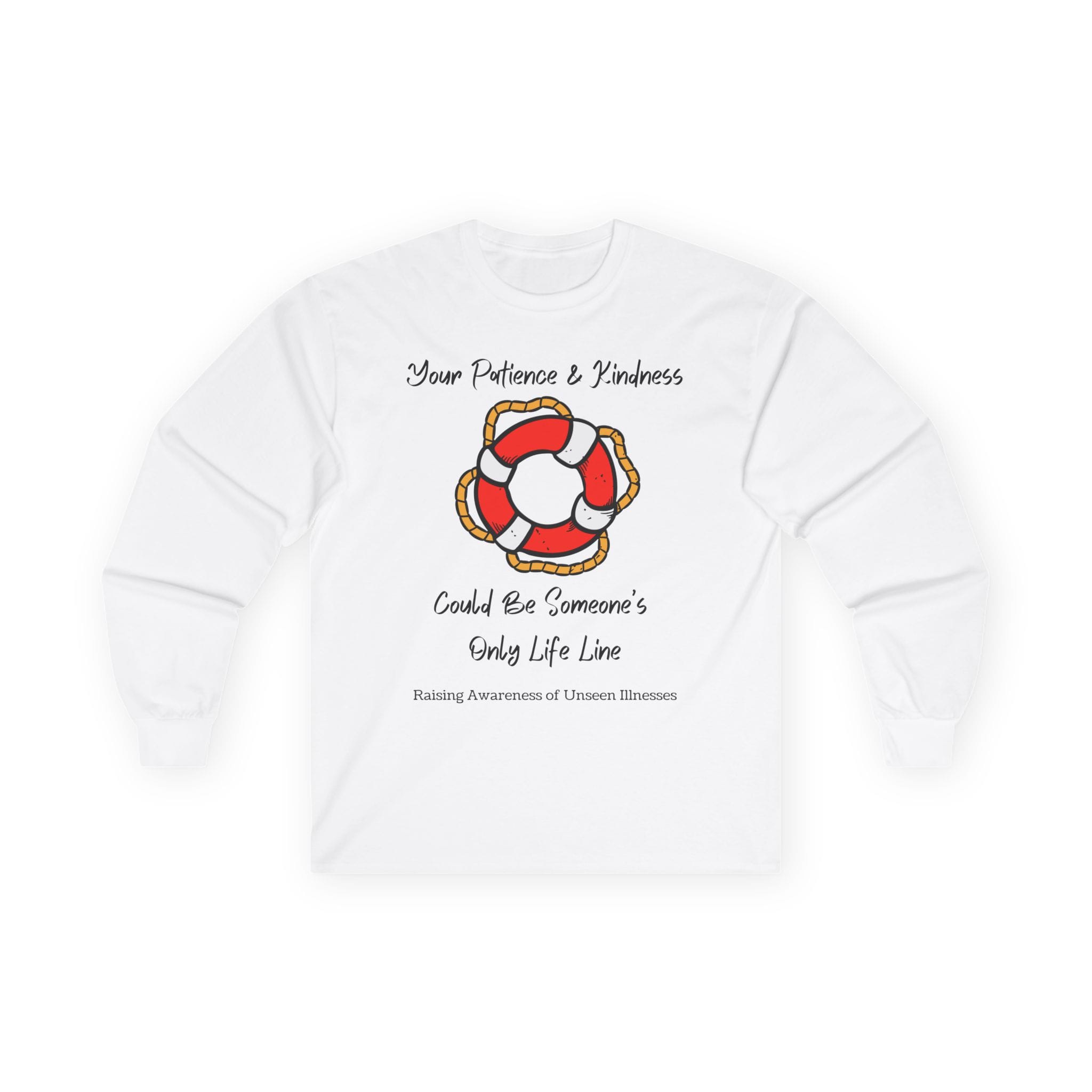 White Long Sleeve Tee Patience & Kindness Lifeline