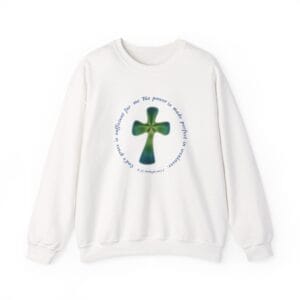 White Sweatshirt Faith over Fatigue Cross