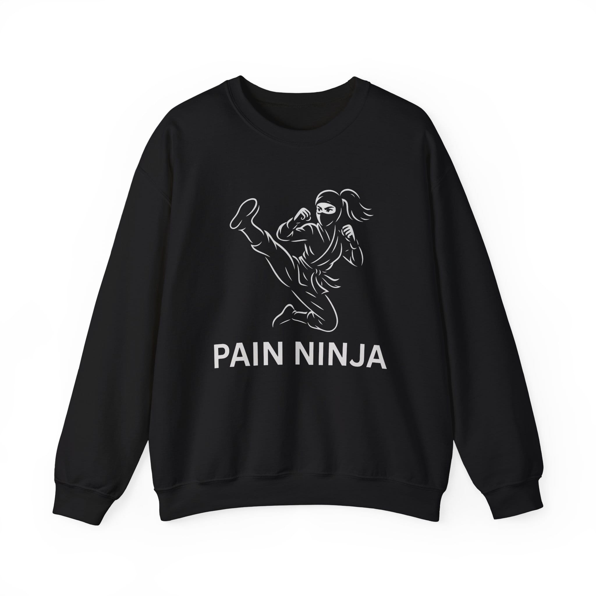 Black Sweatshirt Pain Ninja Kick Woman
