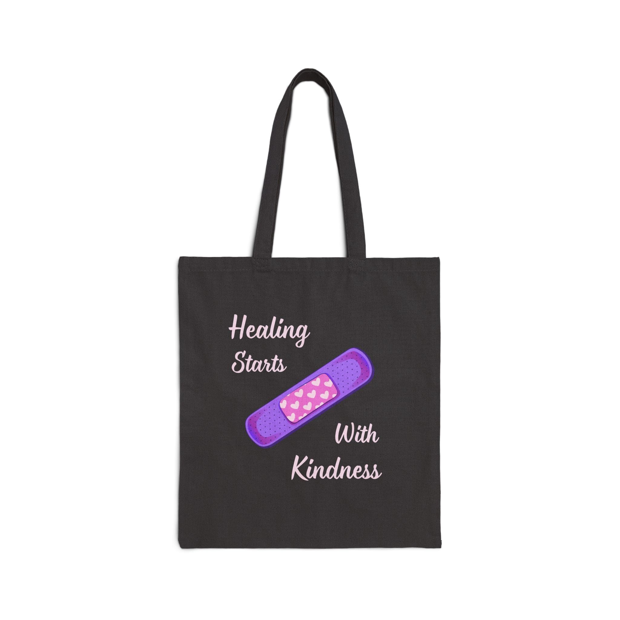 Black Canvas Tote Healing Kindness Bandaid