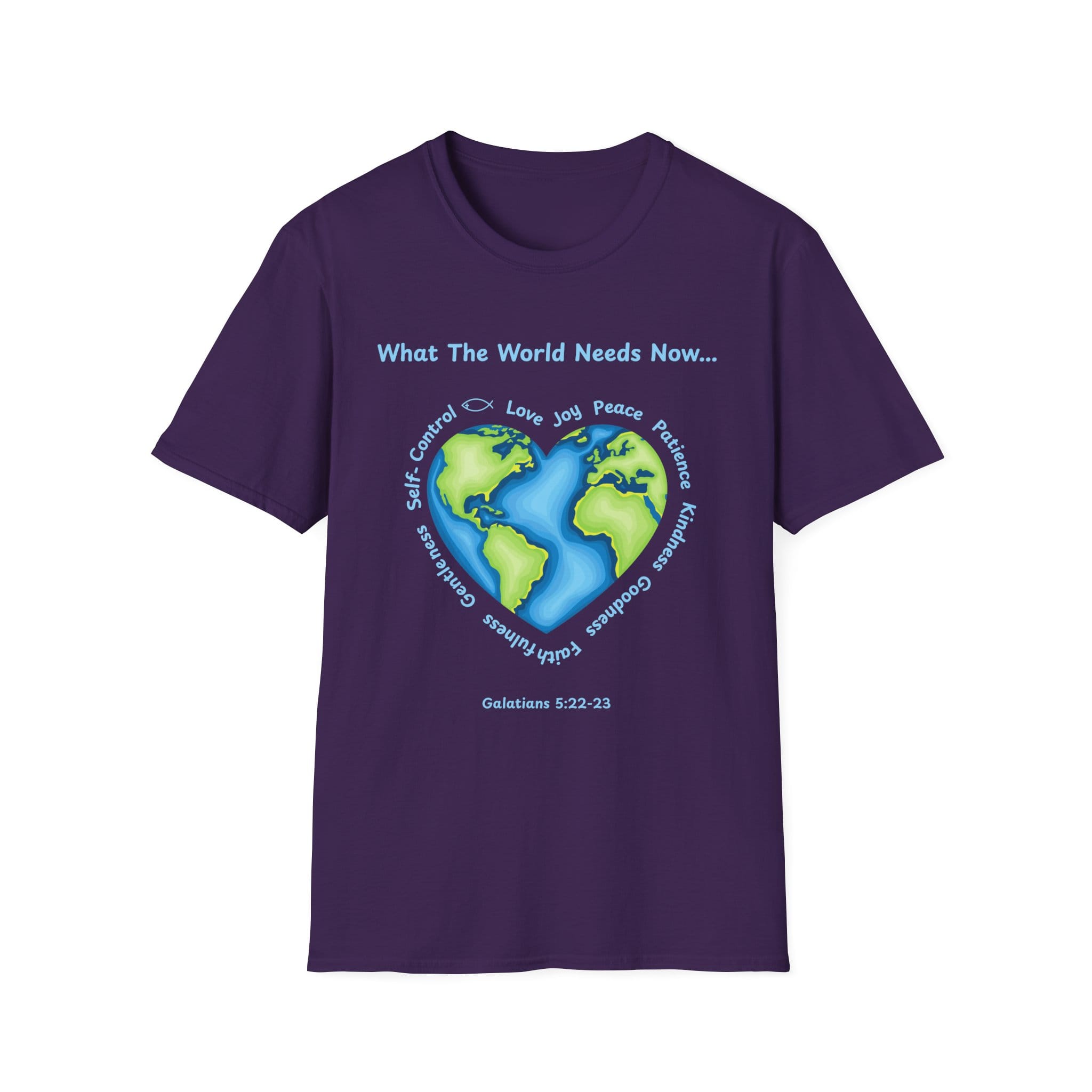 Purple Short Sleeve Tee What the World Needs Earth Heart