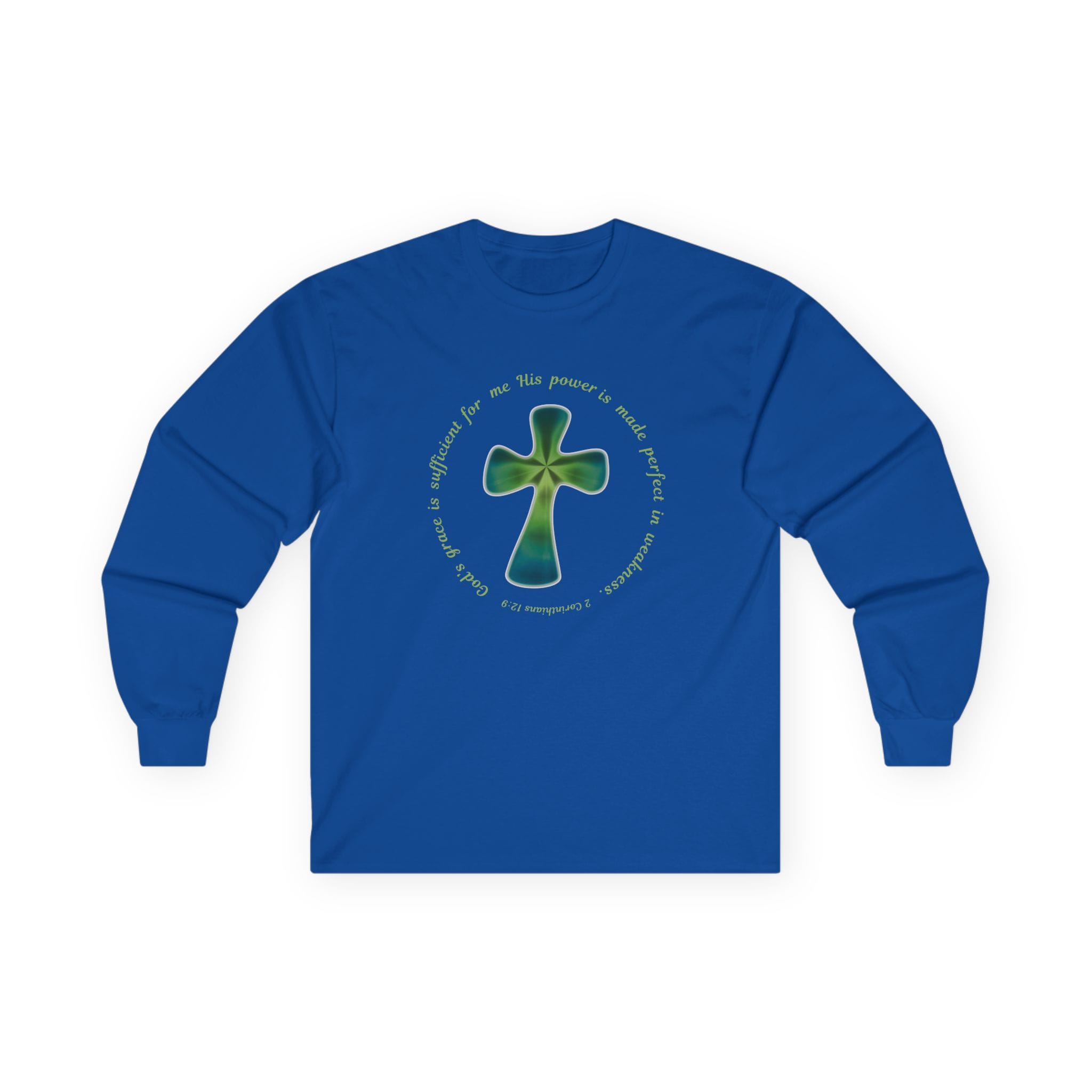 Royal Blue Long Sleeve Tee Faith over Fatigue Cross