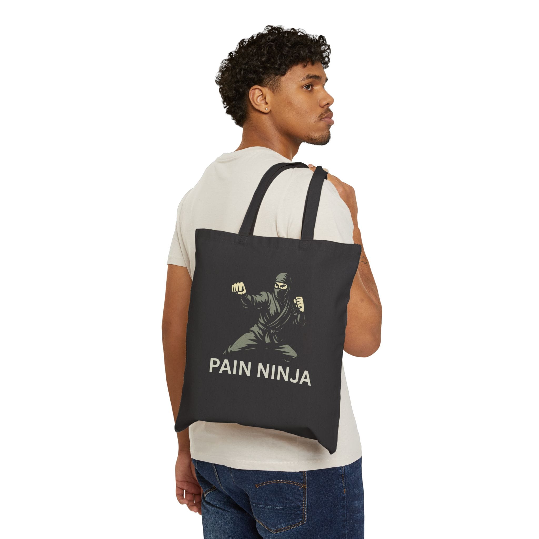 Black Canvas Tote Pain Ninja Fists
