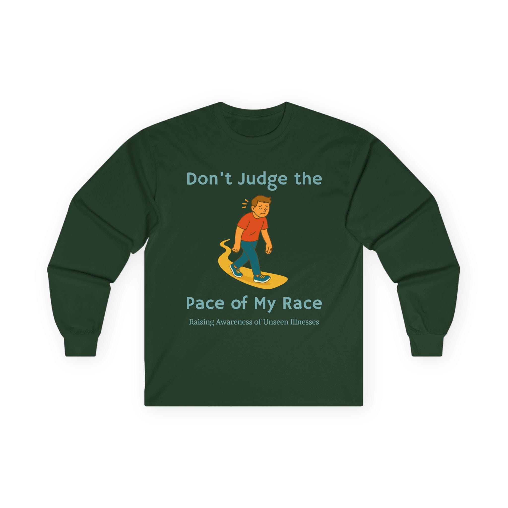 Forest Green Long Sleeve Tee Pace of my Race Man