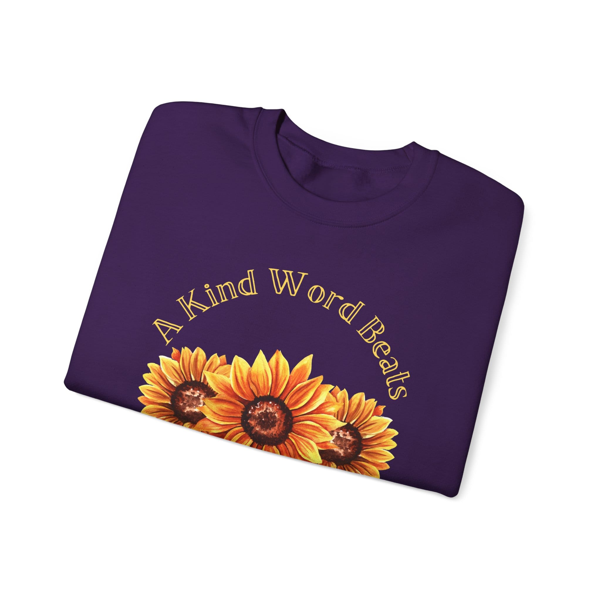 Purple Sweatshirt Kind Word Cure Sunflower