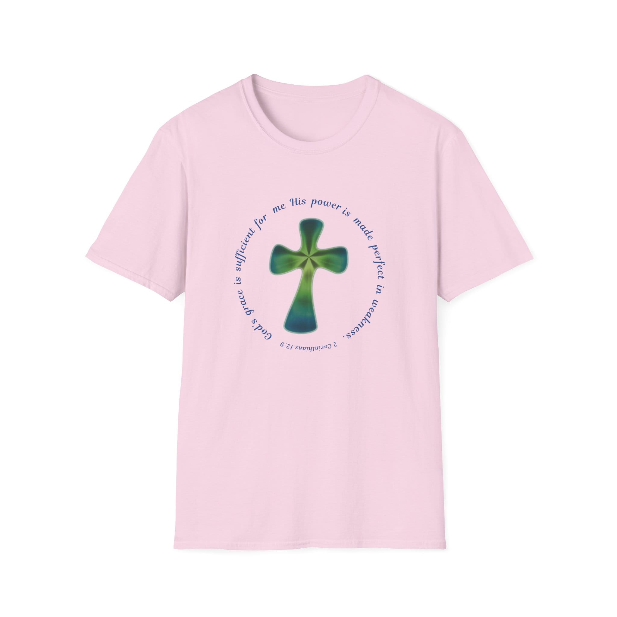 Light Pink Short Sleeve Tee Faith over Fatigue Cross