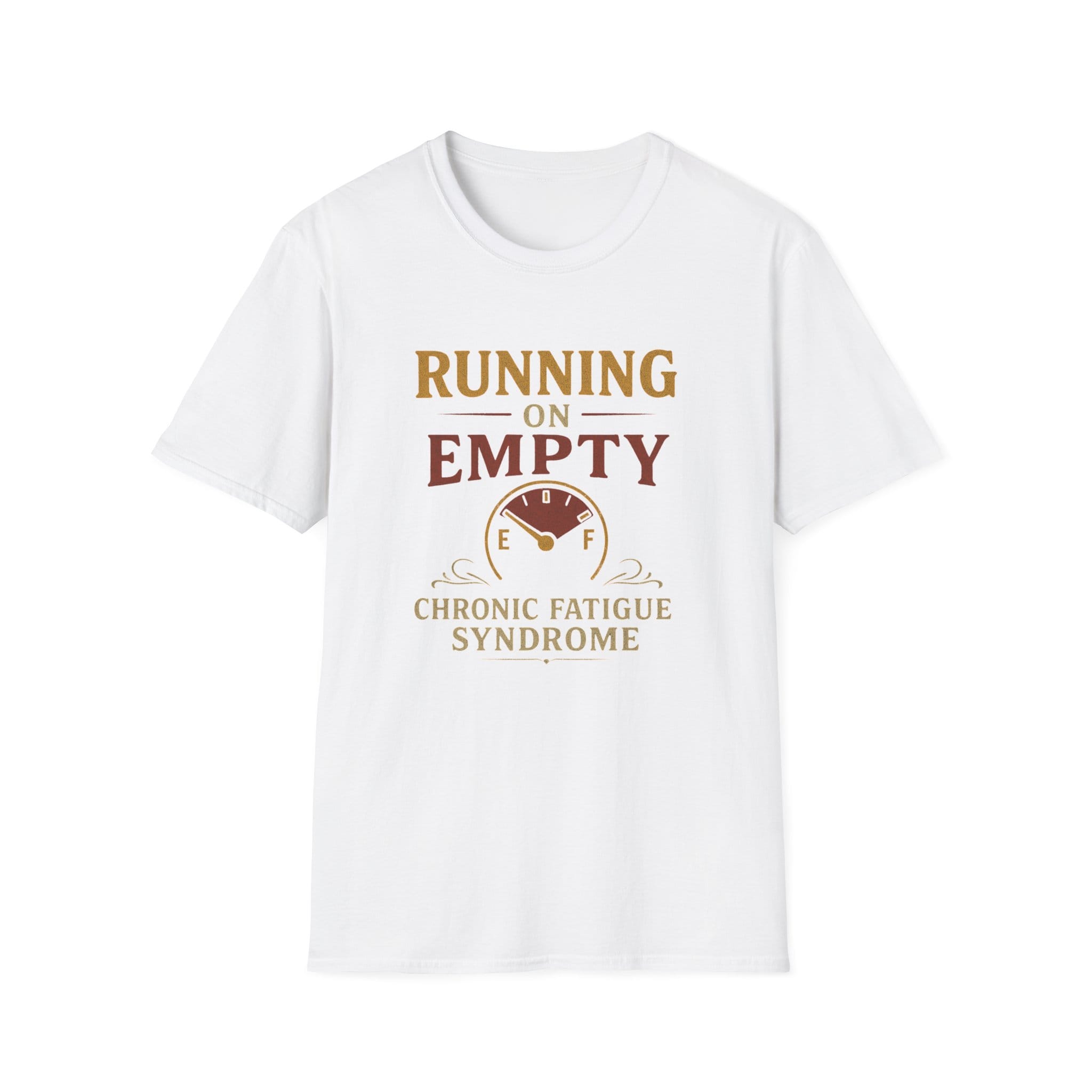 White Short Sleeve Tee Running on Empty Gauge