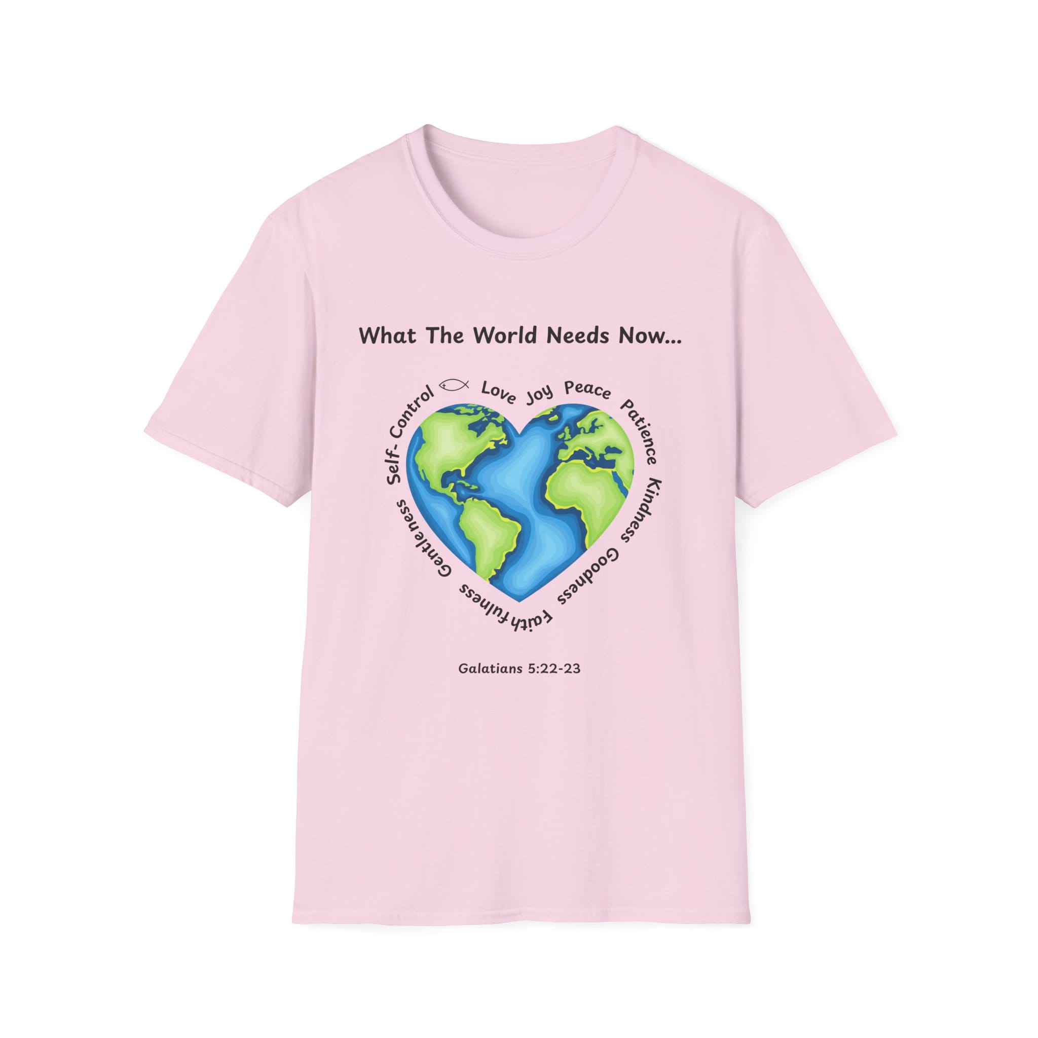 Light Pink Short Sleeve Tee What the World Needs Earth Heart