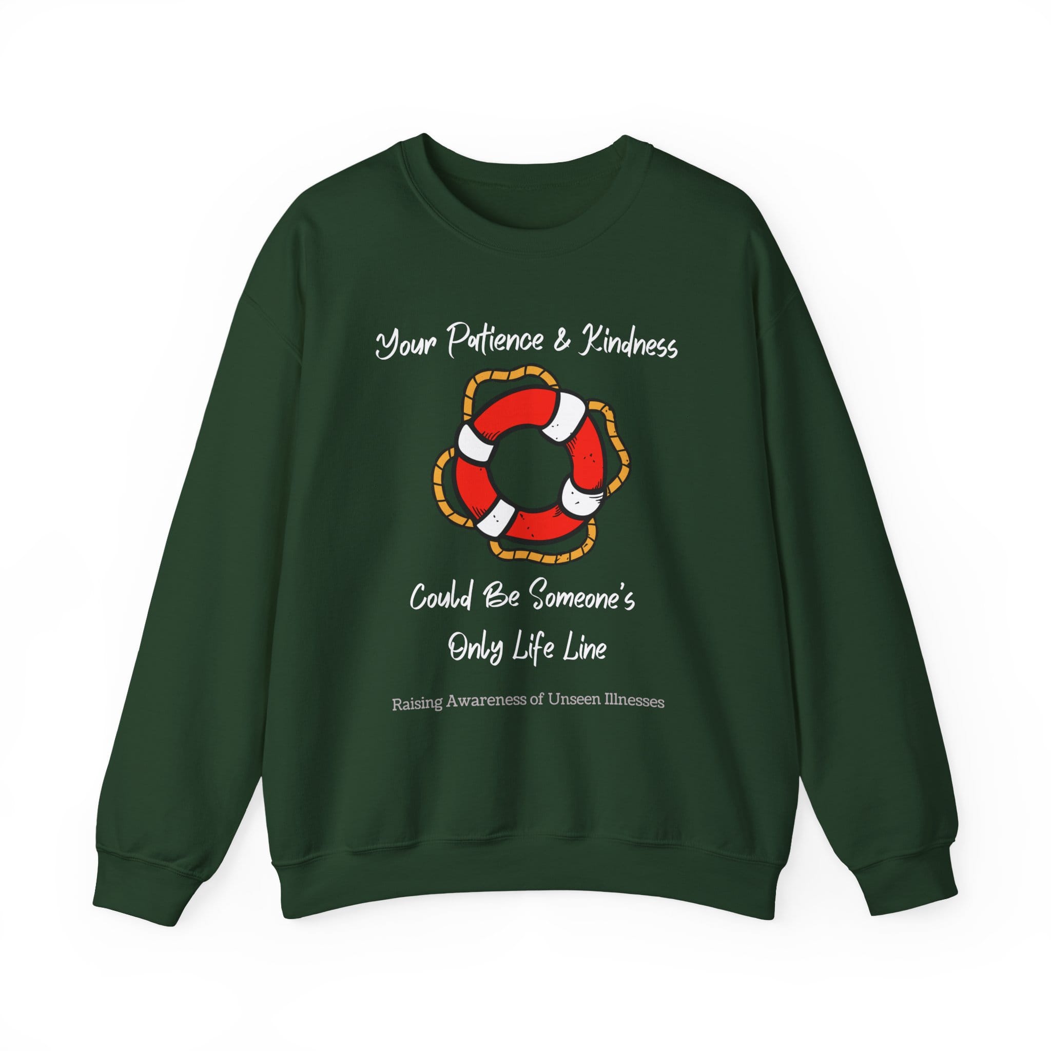 Forest Green Sweatshirt Patience & Kindness Lifeline
