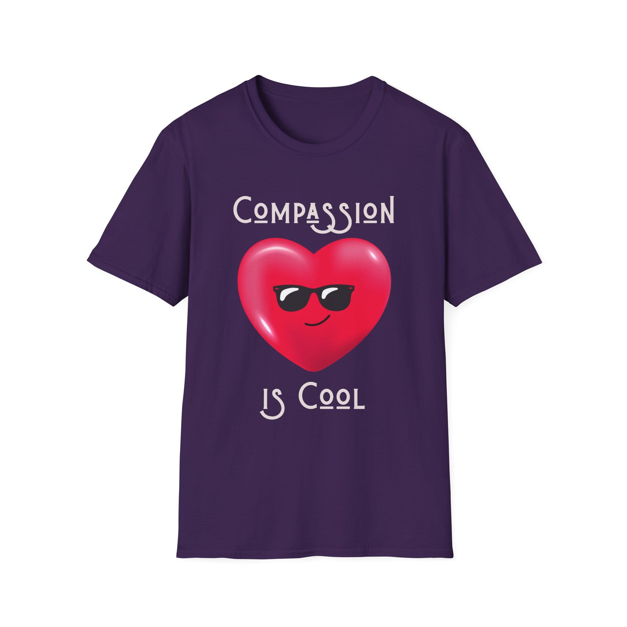 Purple Short Sleeve Tee Compassion is Cool Heart