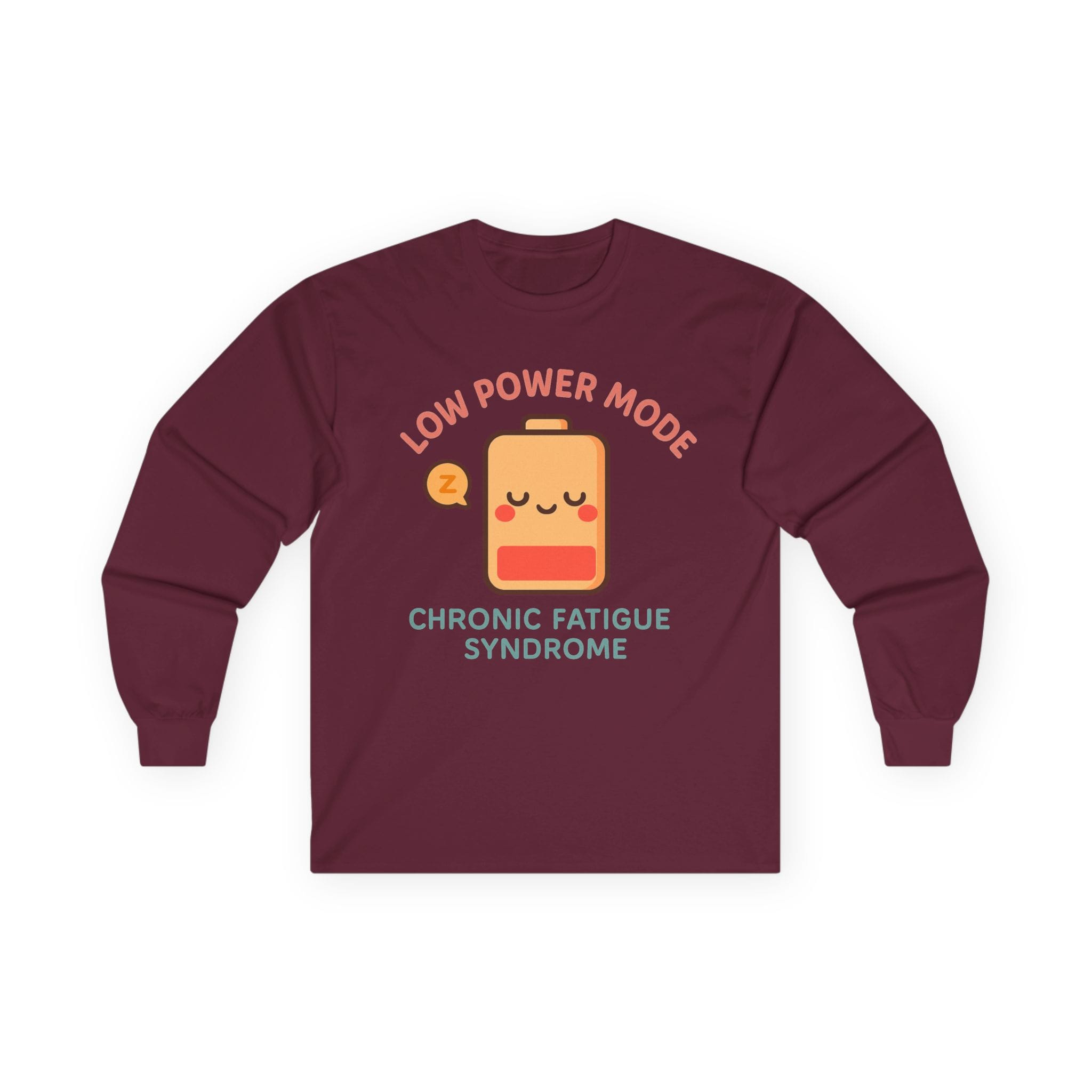 Maroon Long Sleeve Tee Low Power Mode Battery