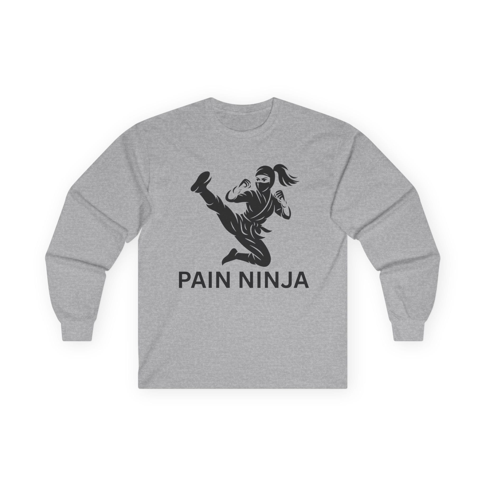 Sport Gray Long Sleeve Tee Pain Ninja Kick Woman