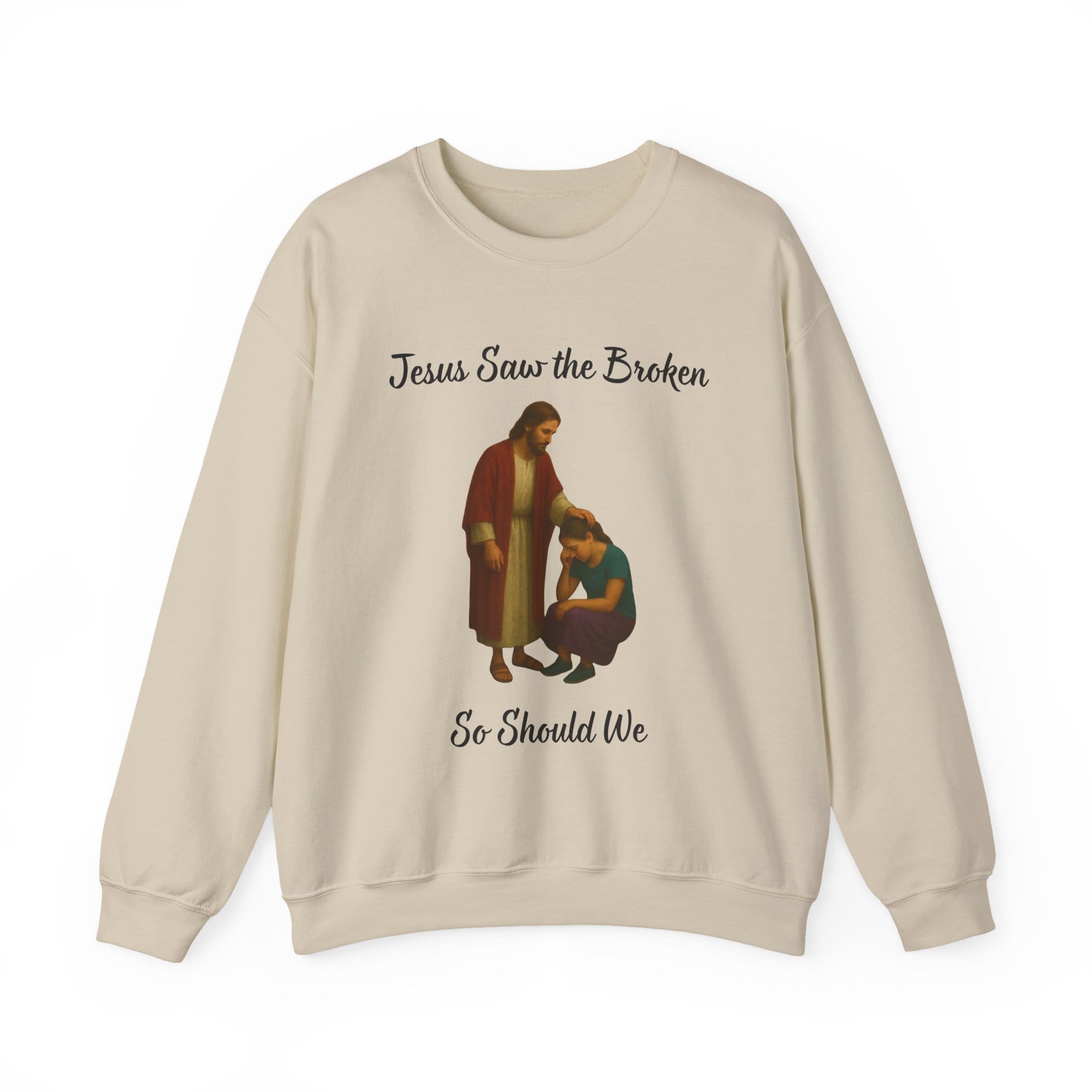 Sand Sweatshirt Jesus Saw the Broken Woman