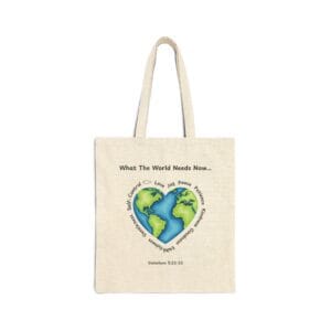 Black Canvas Tote What the World Needs Earth Heart