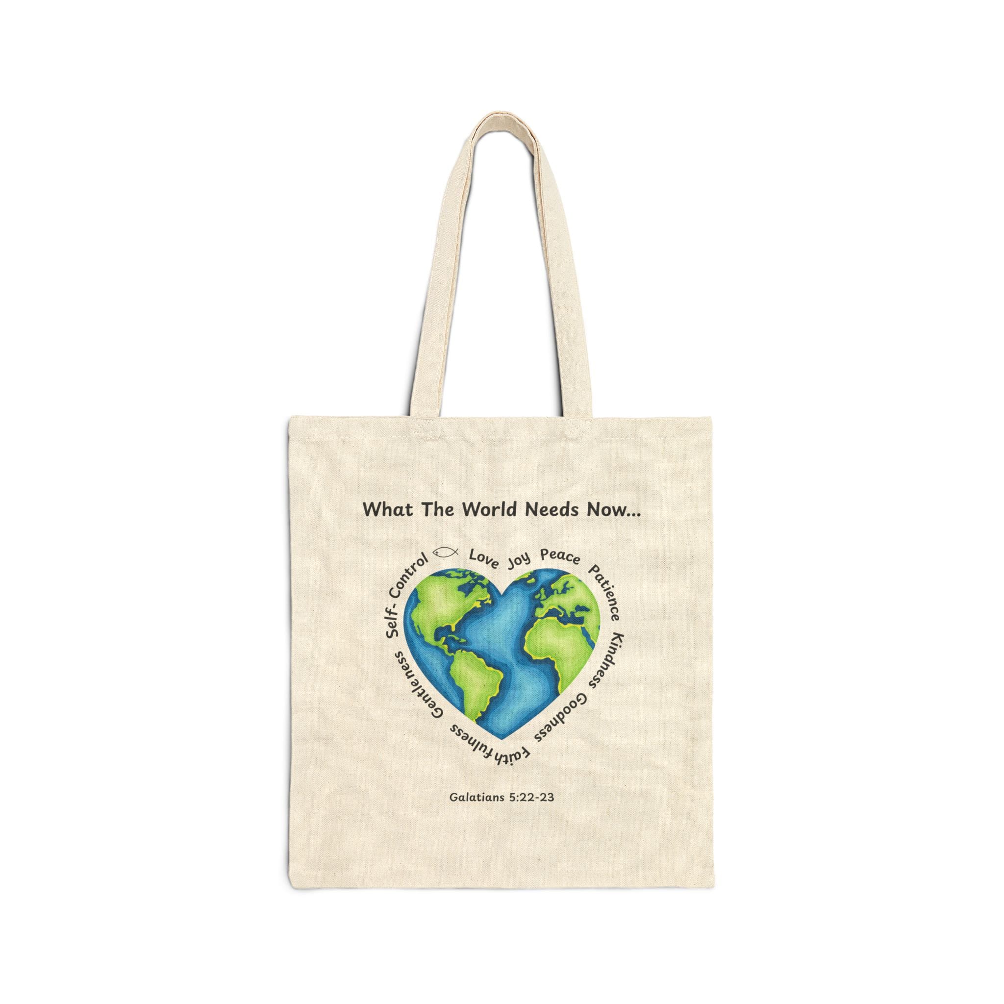 Black Canvas Tote What the World Needs Earth Heart