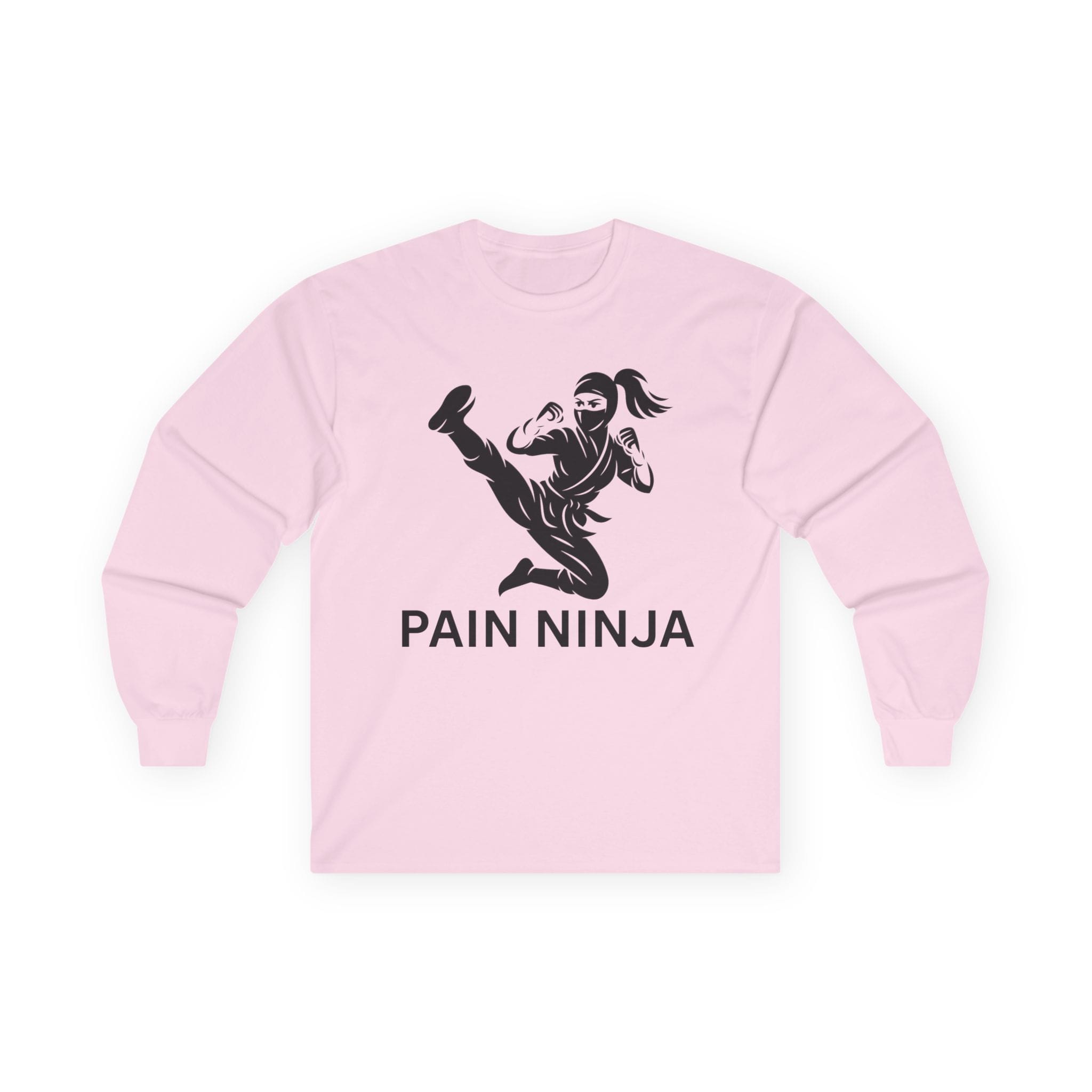 Light Pink Long Sleeve Tee Pain Ninja Kick Woman