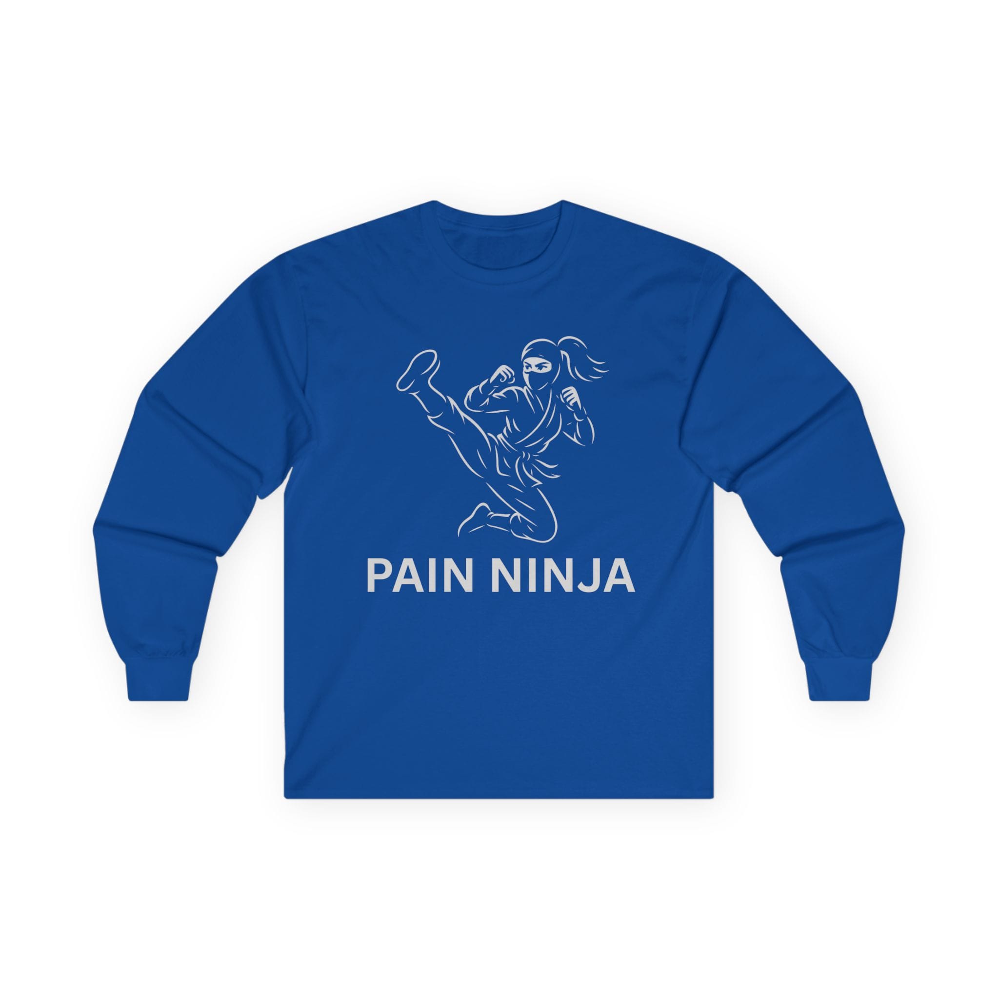 Royal Blue Long Sleeve Tee Pain Ninja Kick Woman