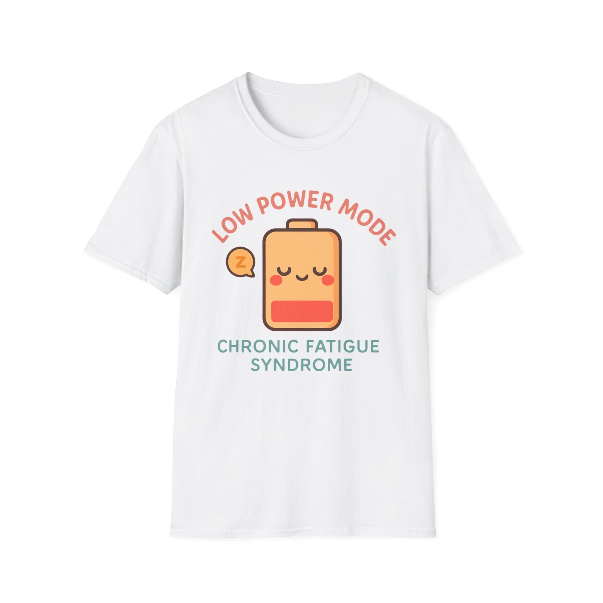 White Short Sleeve Tee Low Power Mode Battery