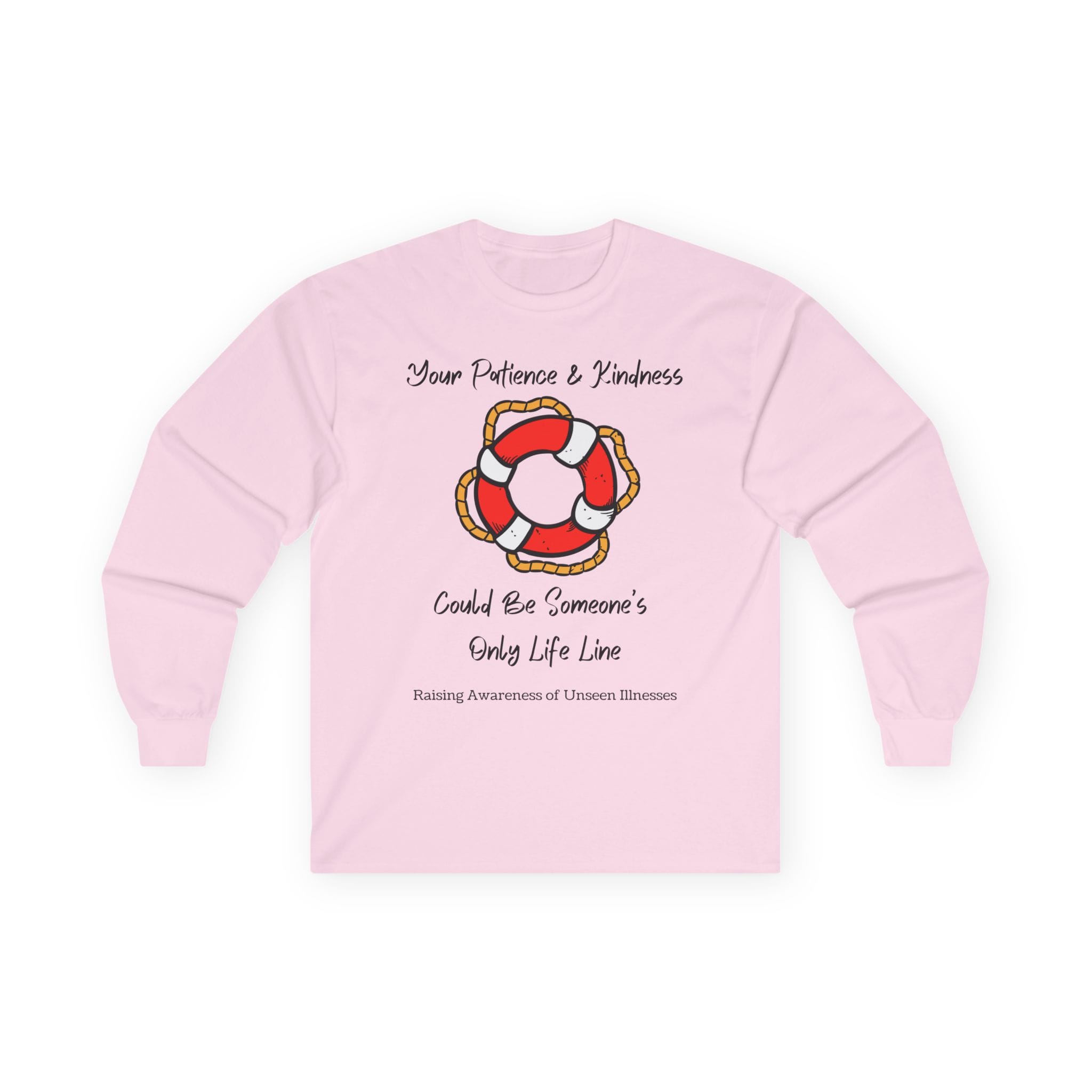 Light Pink Long Sleeve Tee Patience & Kindness Lifeline