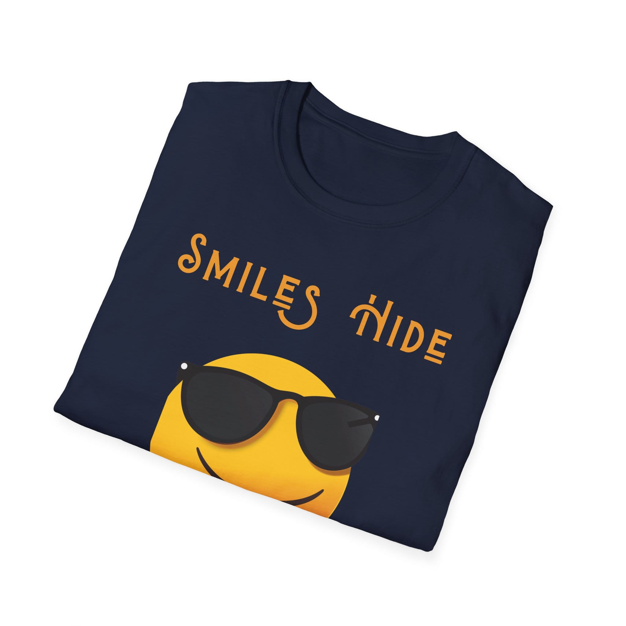 Navy Blue Short Sleeve Tee Smiles Hide Struggles