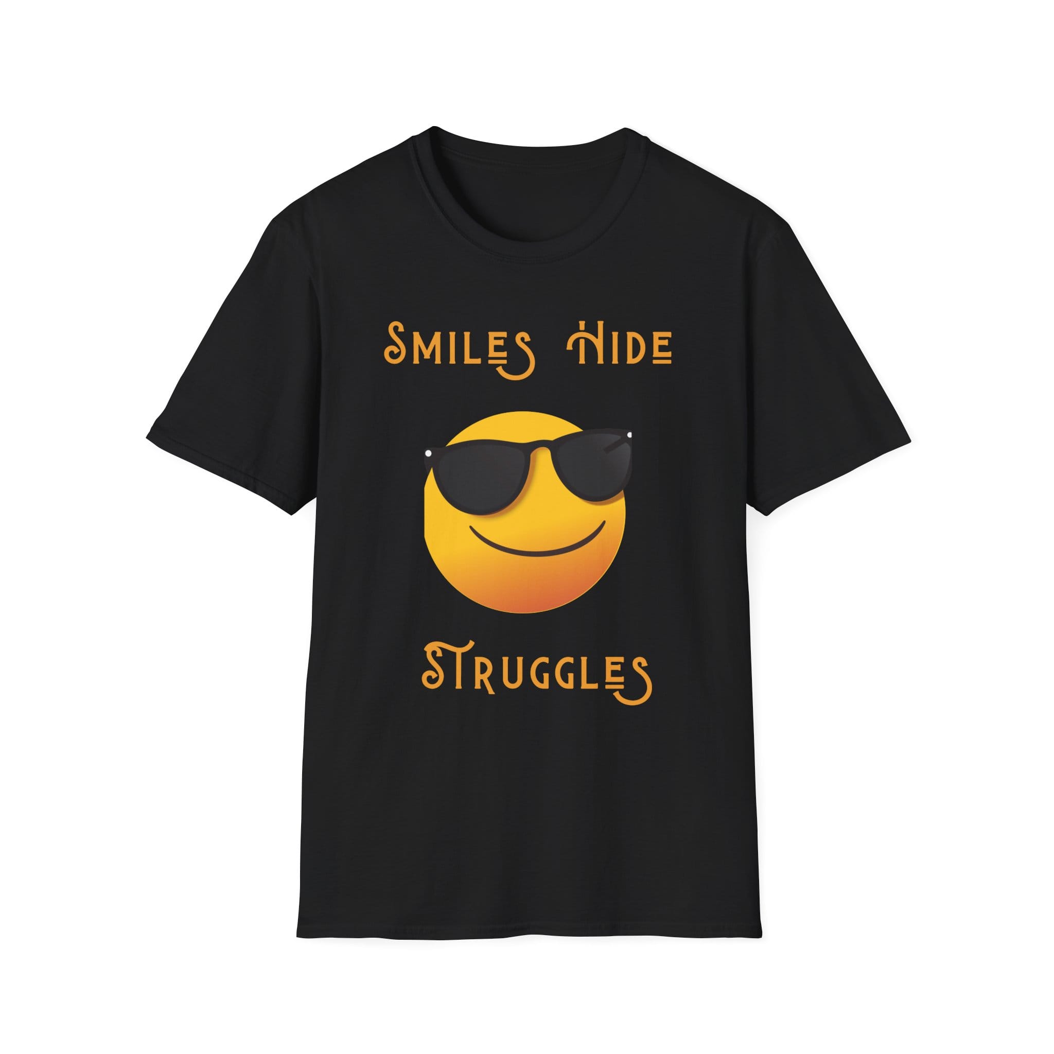Black Short Sleeve Tee Smiles Hide Struggles