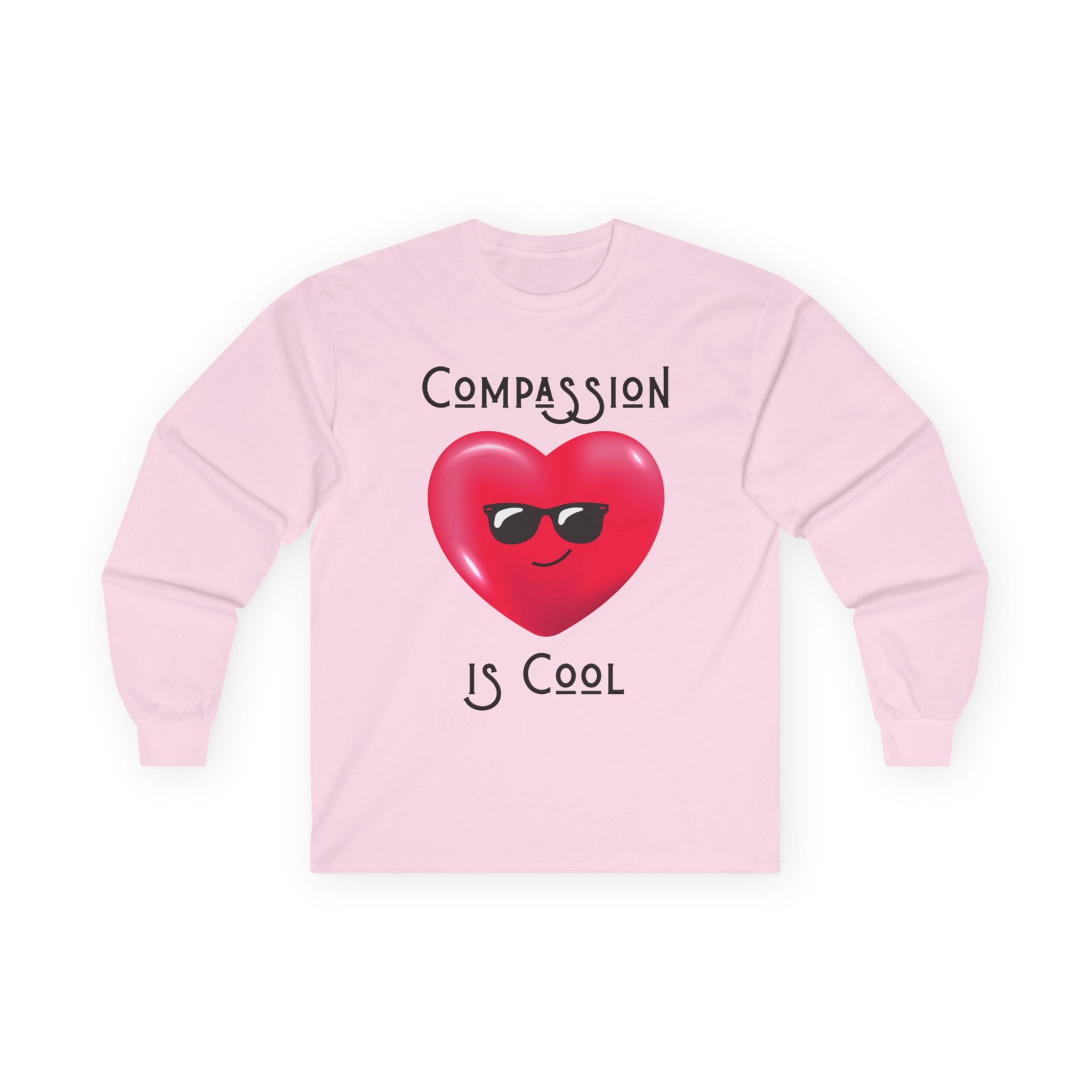Light Pink Long Sleeve Tee Compassion is Cool Heart