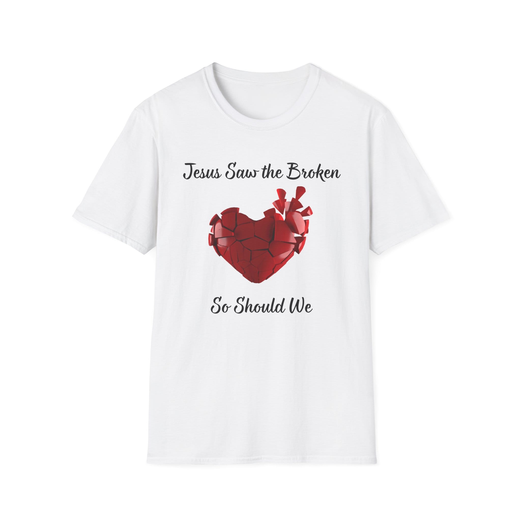 White Short Sleeve Tee Jesus Saw the Broken Hearted