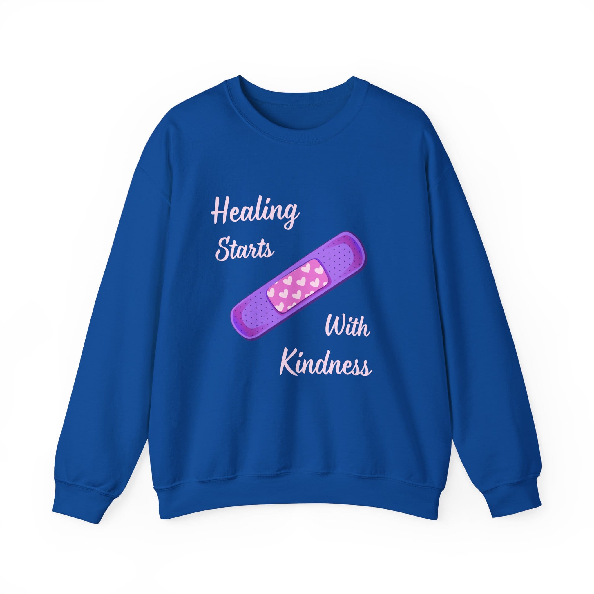 Royal Blue Sweatshirt Healing Kindness Bandaid