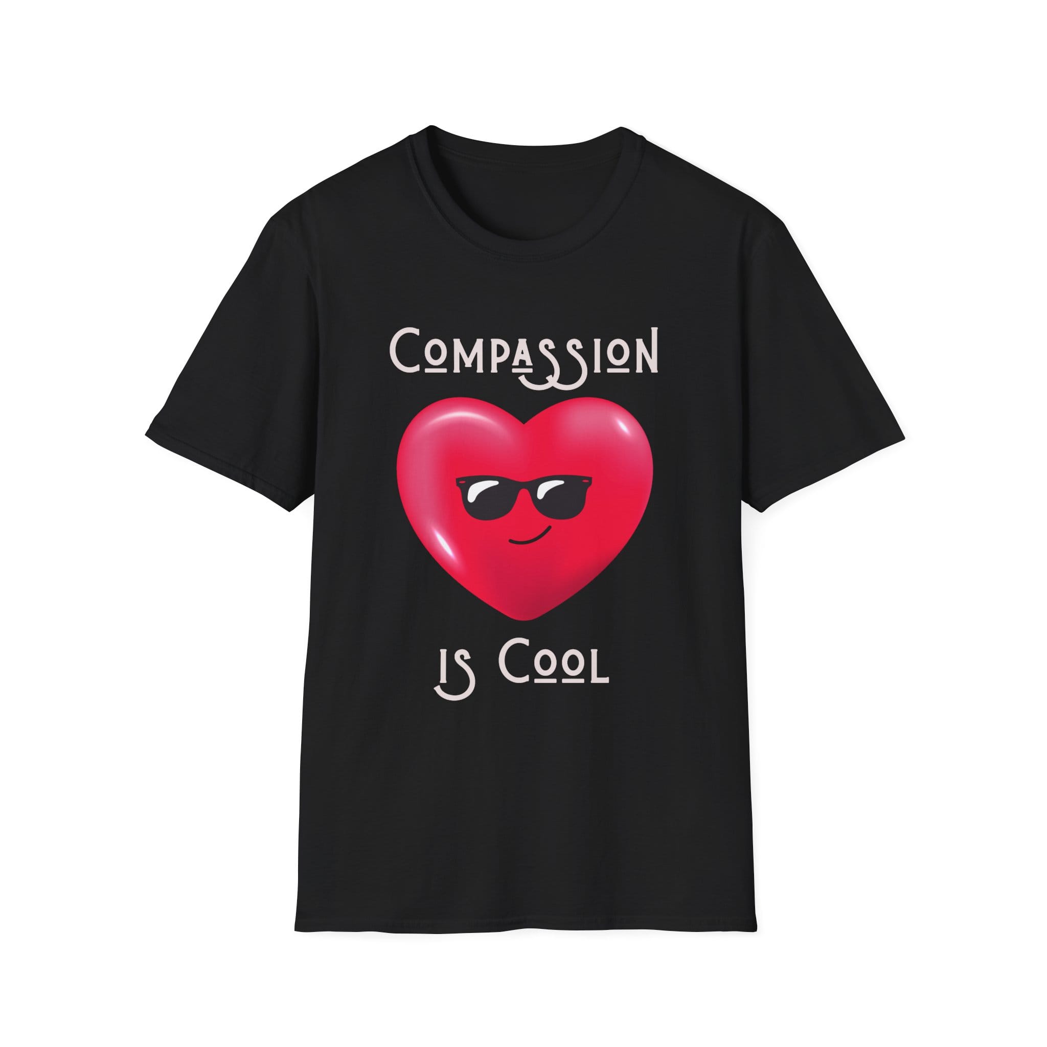 Black Short Sleeve Tee Compassion is Cool Heart