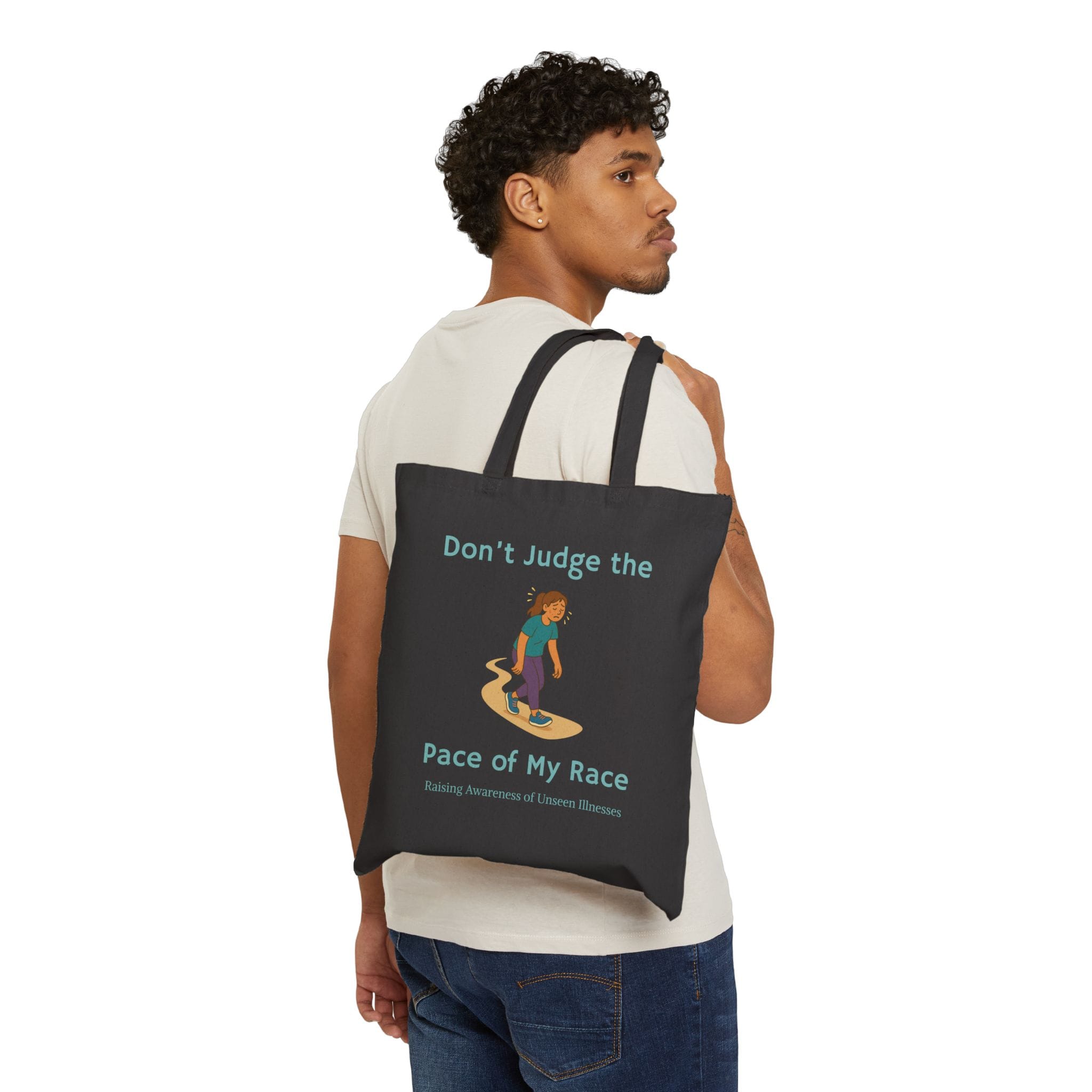 Black Canvas Tote Pace of my Race Woman
