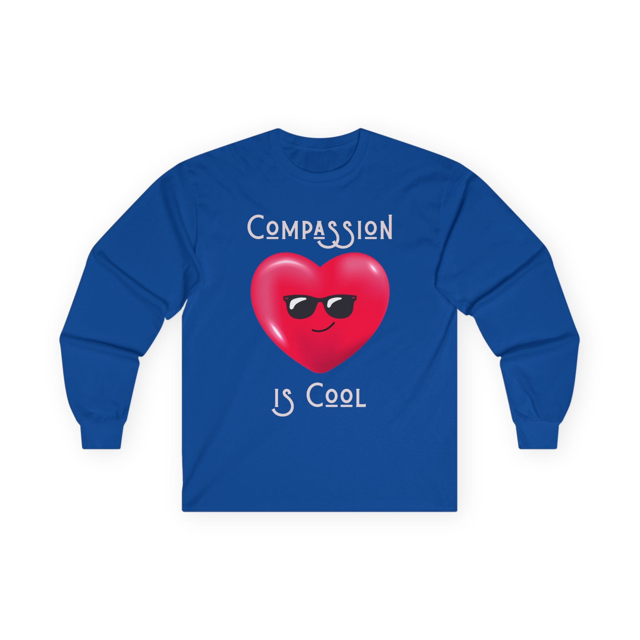Royal Blue Long Sleeve Tee Compassion is Cool Heart