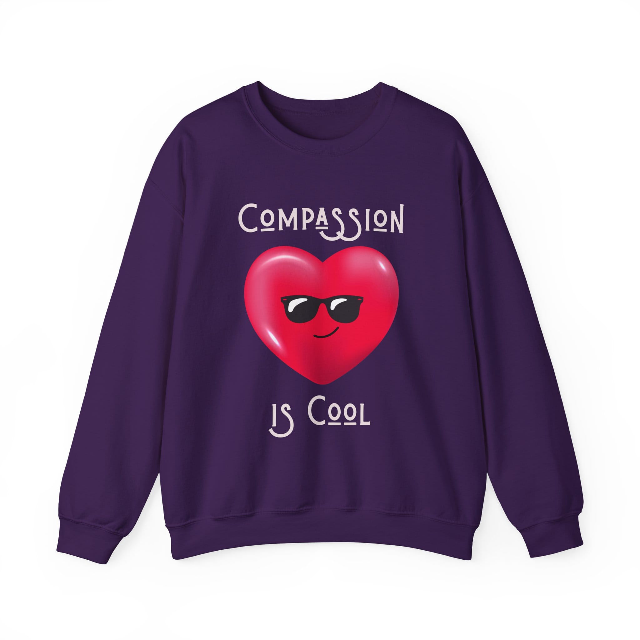 Purple Sweatshirt Compassion is Cool Heart