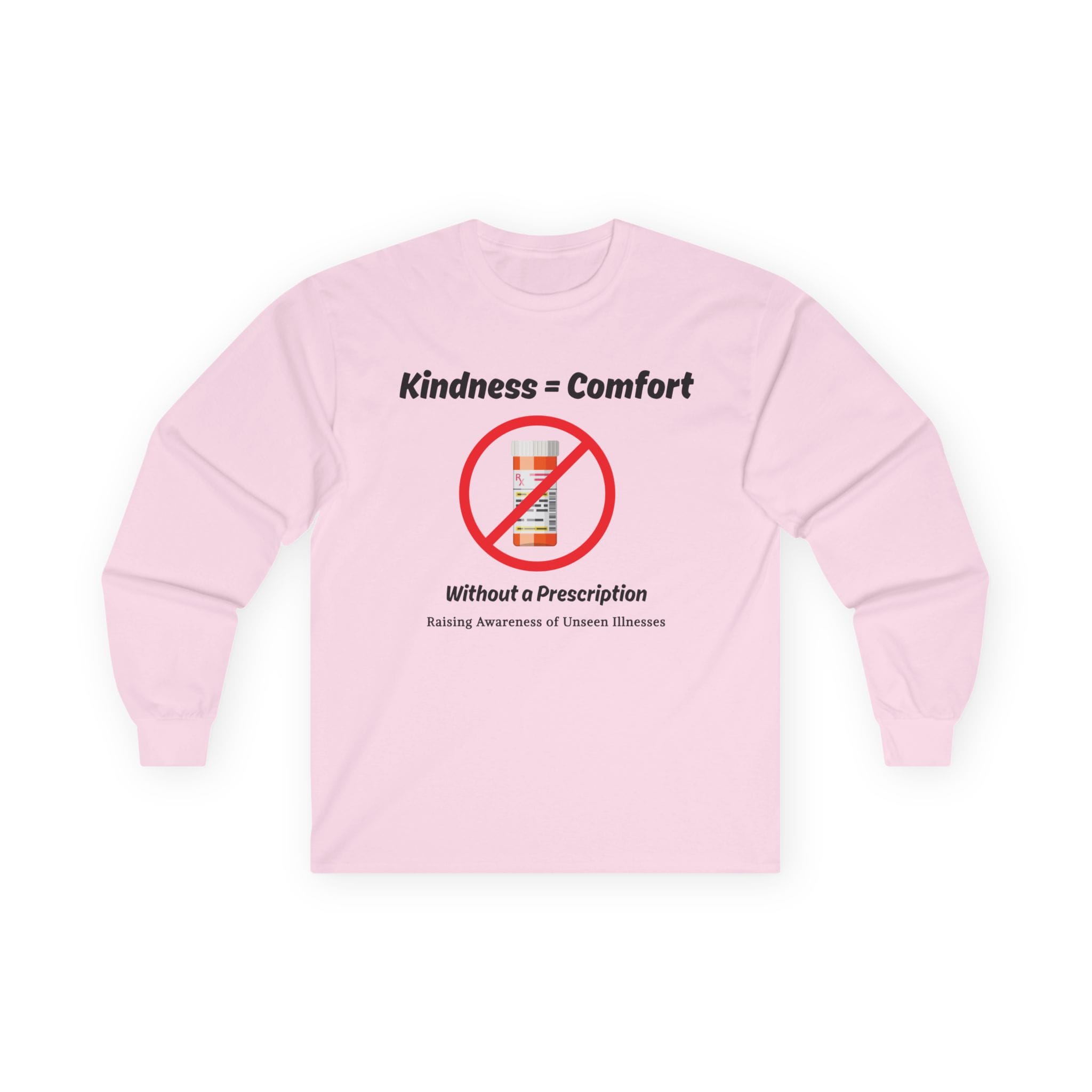 Light Pink Long Sleeve Tee Kindness=Comfort No Pills