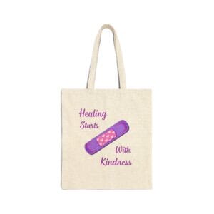 Natural Canvas Tote Healing Kindness Bandaid