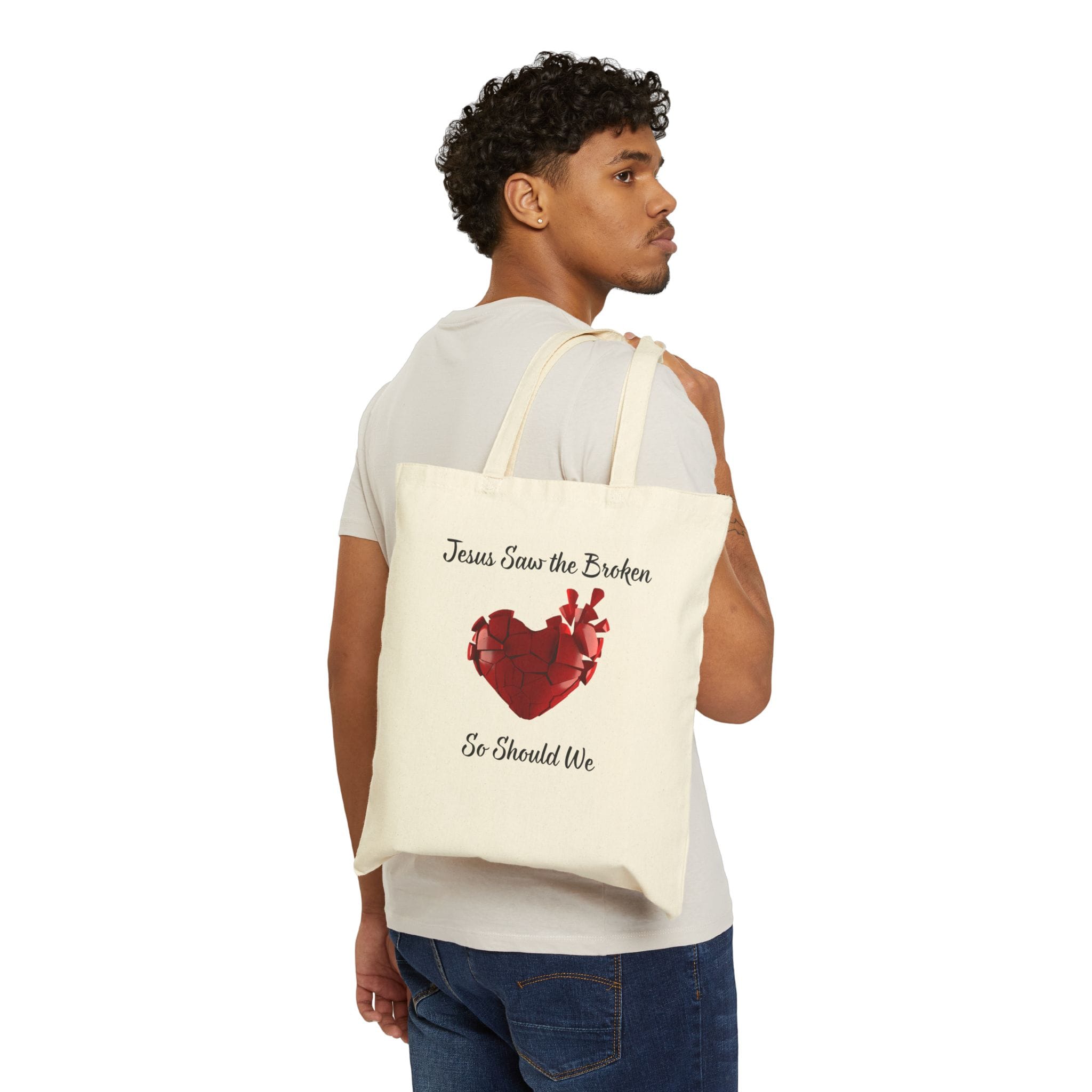 Natural Canvas Tote Jesus Saw the Broken Hearted