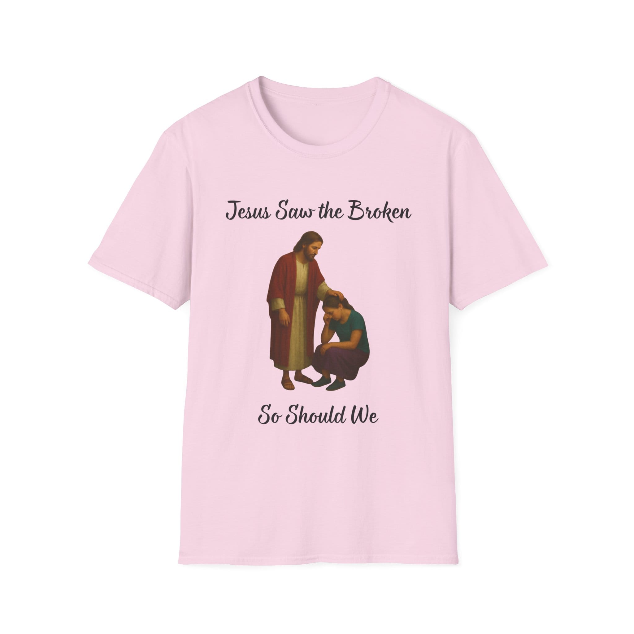 Light Pink Short Sleeve Tee Jesus Saw the Broken Woman