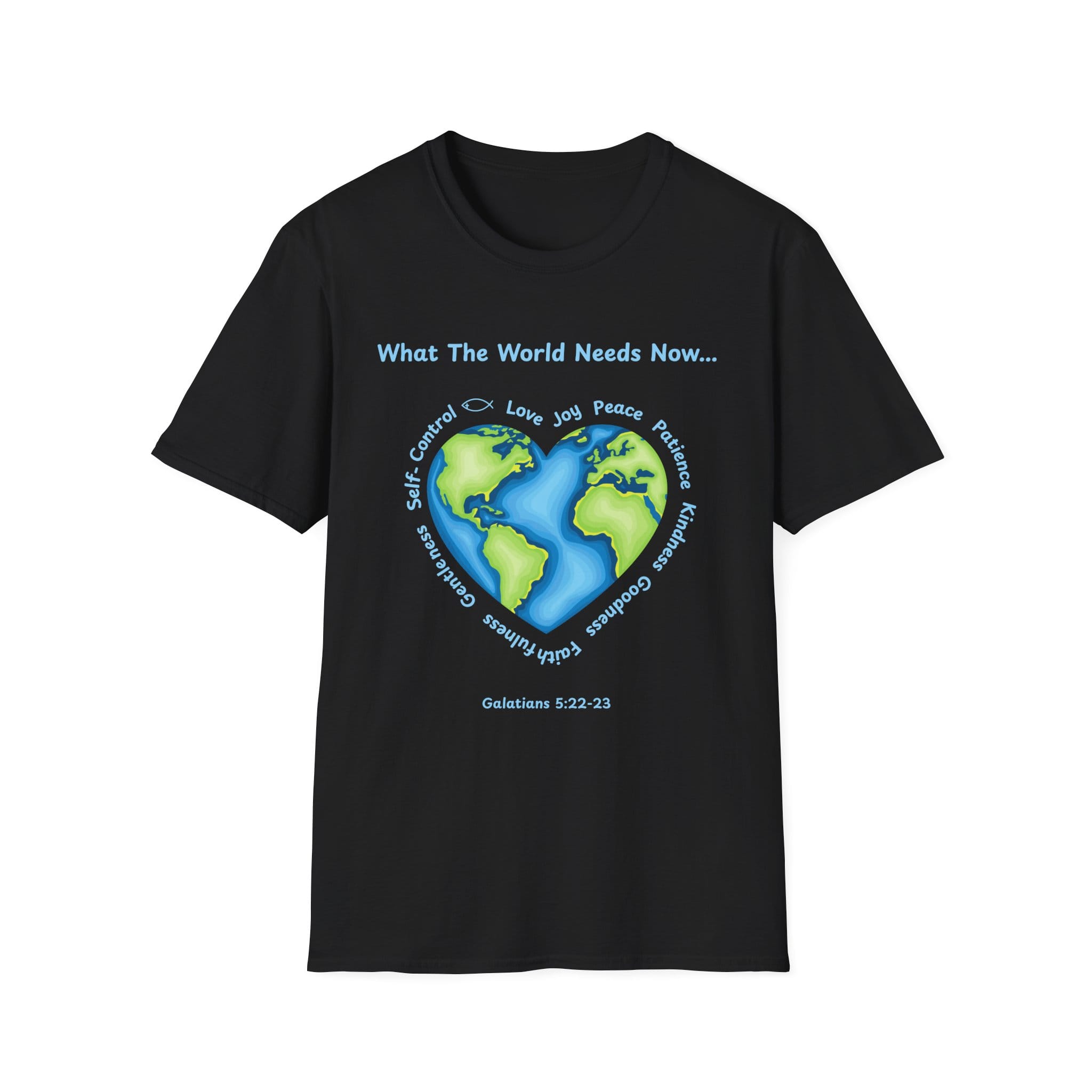 Black Short Sleeve Tee What the World Needs Earth Heart