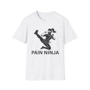 White Short Sleeve Tee Pain Ninja Kick Woman
